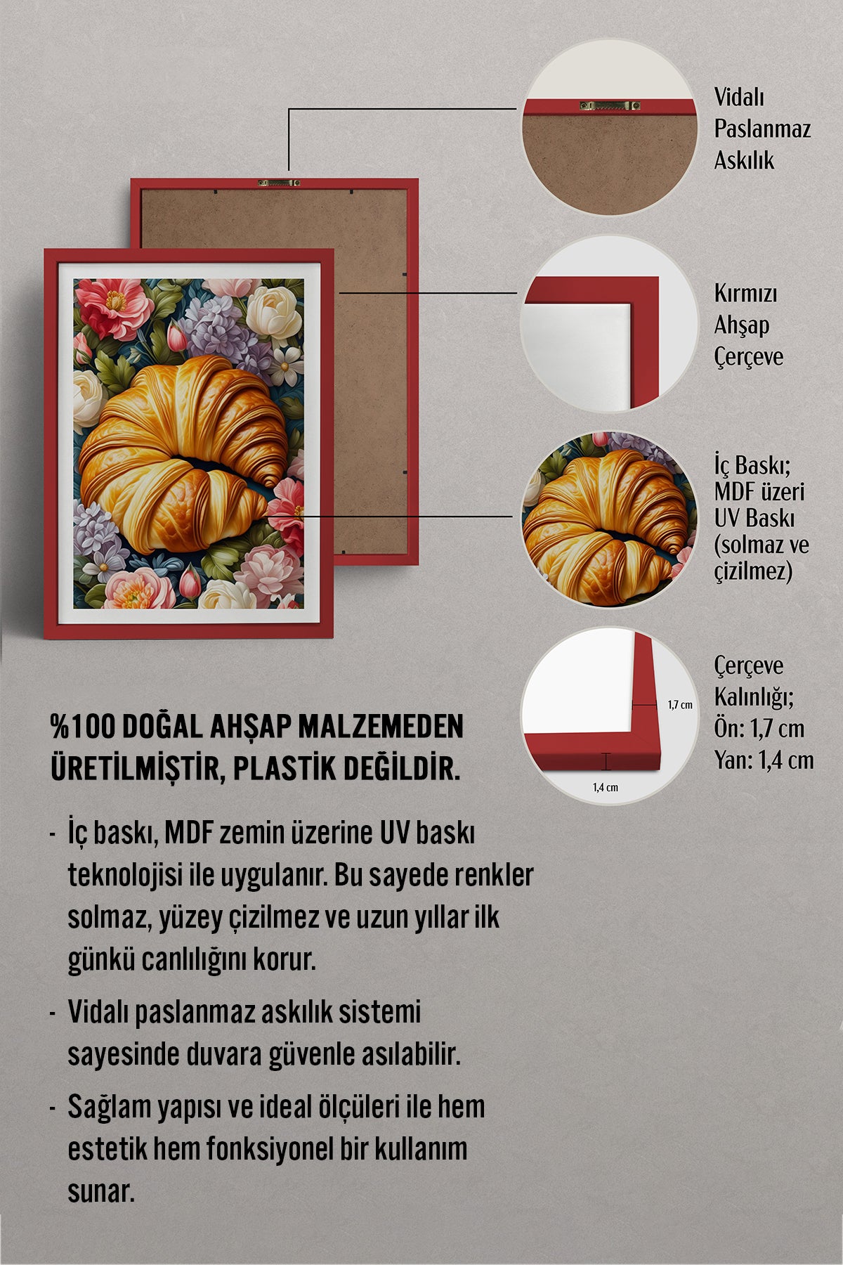 HOMEPACK Ahşap Çerçeveli Tablo Çerçeveli Poster Sanatsal Modern Duvar Dekoru TK-1005