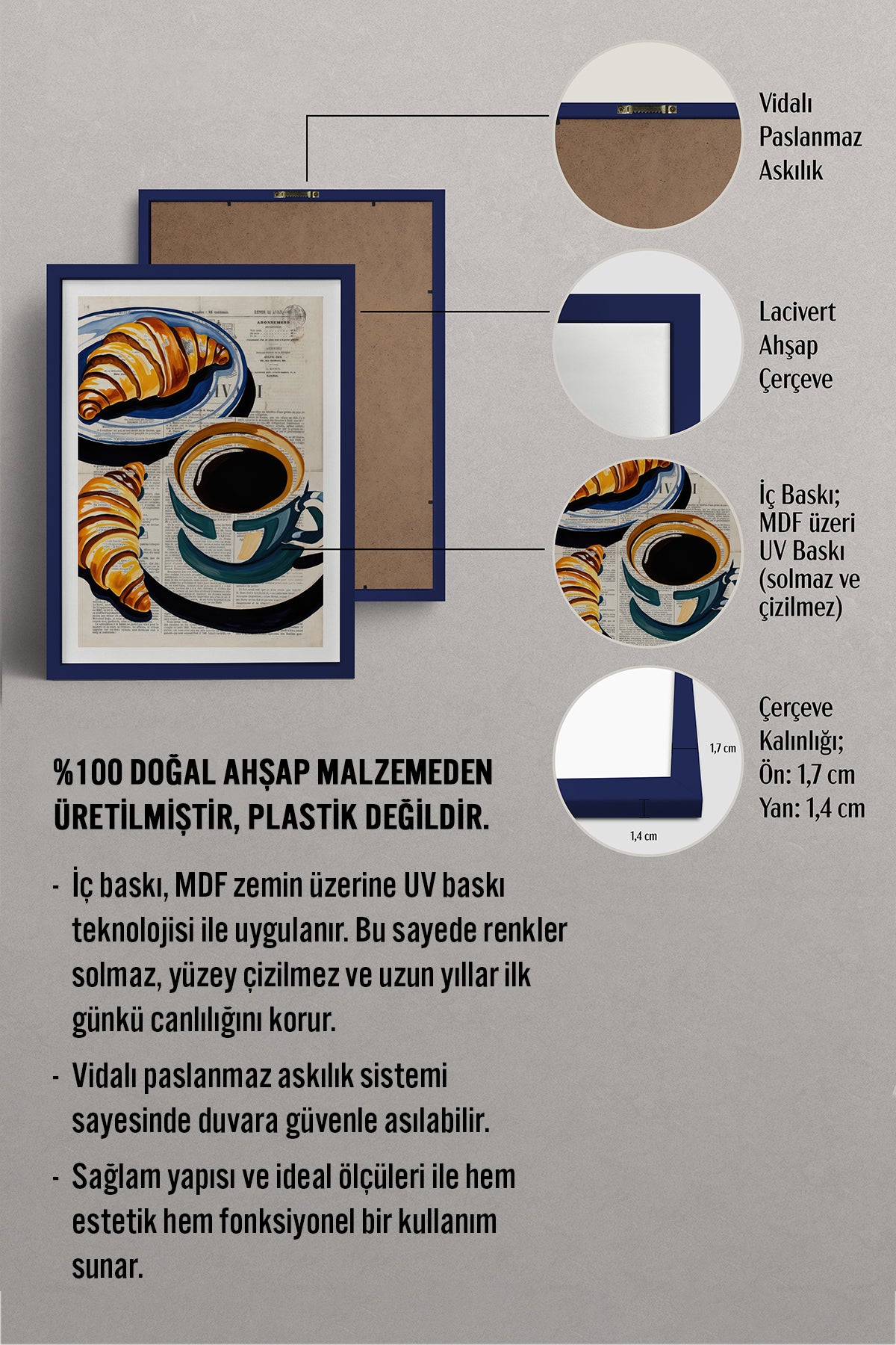 HOMEPACK Ahşap Çerçeveli Tablo Çerçeveli Poster Sanatsal Modern Duvar Dekoru TK-1006