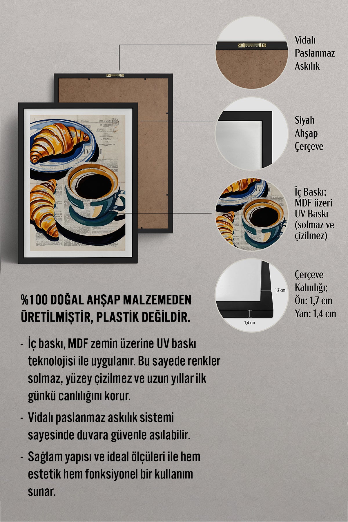 HOMEPACK Ahşap Çerçeveli Tablo Çerçeveli Poster Sanatsal Modern Duvar Dekoru TK-1006