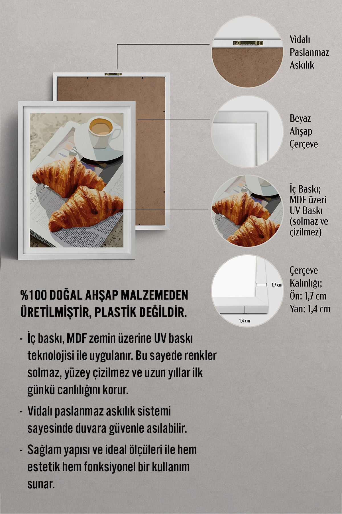 HOMEPACK Ahşap Çerçeveli Tablo Çerçeveli Poster Sanatsal Modern Duvar Dekoru TK-1007