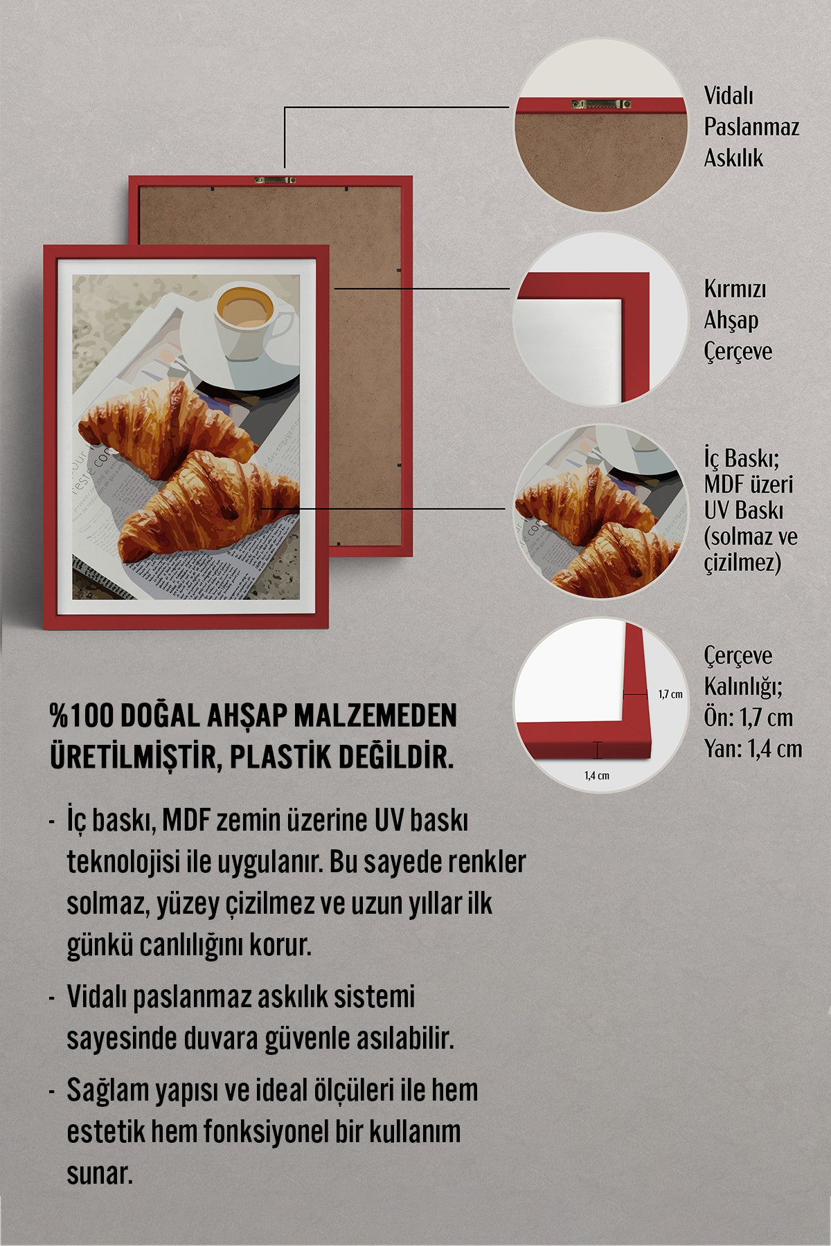 HOMEPACK Ahşap Çerçeveli Tablo Çerçeveli Poster Sanatsal Modern Duvar Dekoru TK-1007