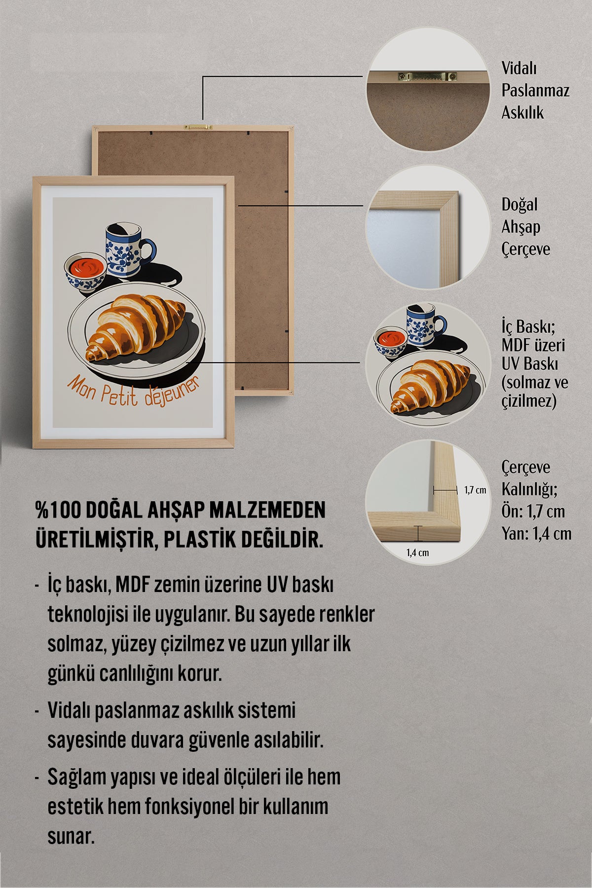 HOMEPACK Ahşap Çerçeveli Tablo Çerçeveli Poster Sanatsal Modern Duvar Dekoru TK-1008