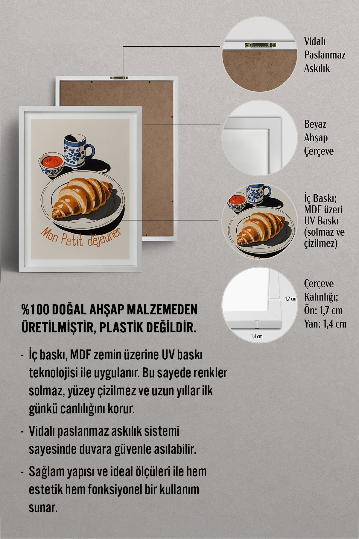 HOMEPACK Ahşap Çerçeveli Tablo Çerçeveli Poster Sanatsal Modern Duvar Dekoru TK-1008