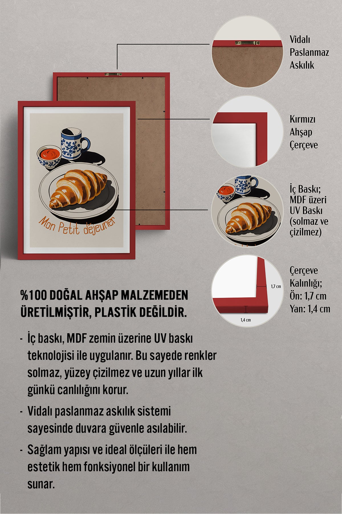 HOMEPACK Ahşap Çerçeveli Tablo Çerçeveli Poster Sanatsal Modern Duvar Dekoru TK-1008