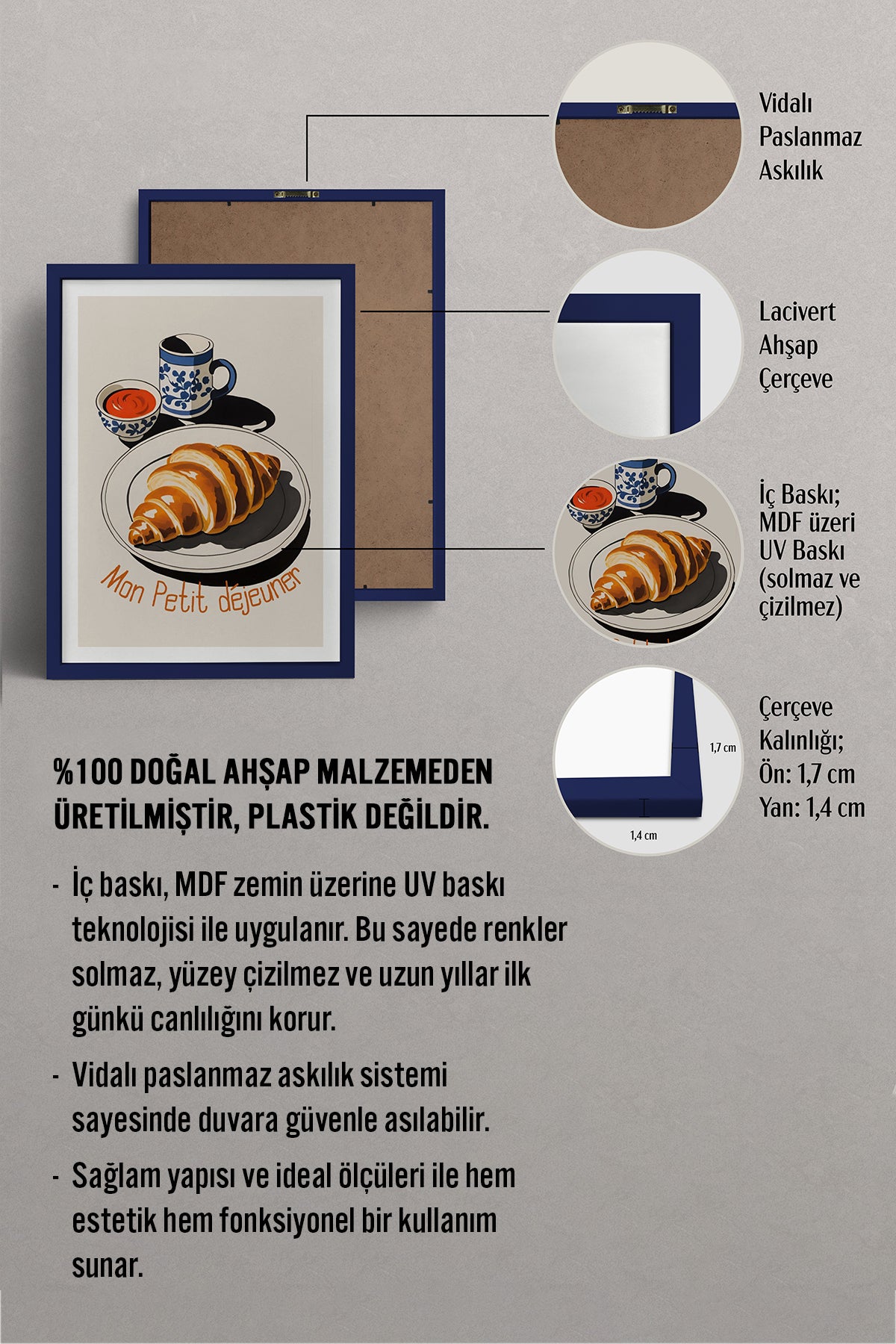 HOMEPACK Ahşap Çerçeveli Tablo Çerçeveli Poster Sanatsal Modern Duvar Dekoru TK-1008