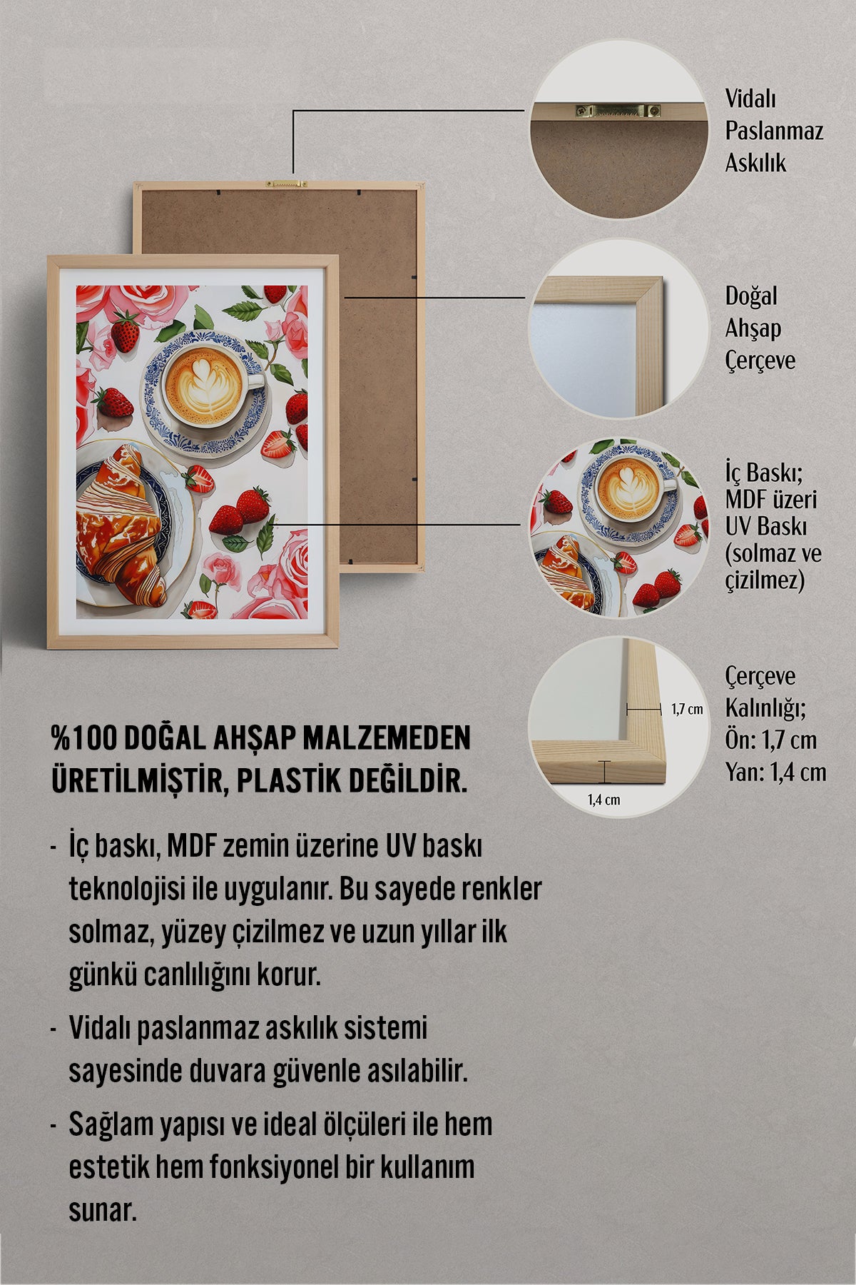 HOMEPACK Ahşap Çerçeveli Tablo Çerçeveli Poster Sanatsal Modern Duvar Dekoru TK-1009