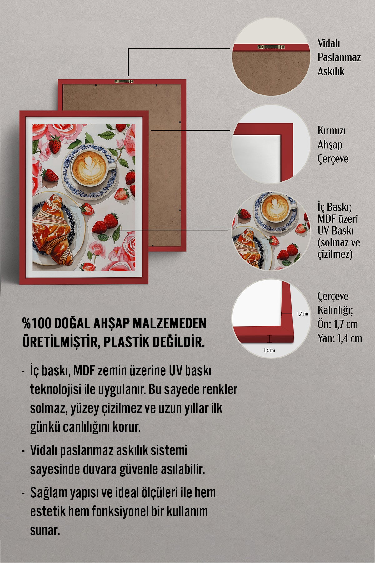 HOMEPACK Ahşap Çerçeveli Tablo Çerçeveli Poster Sanatsal Modern Duvar Dekoru TK-1009