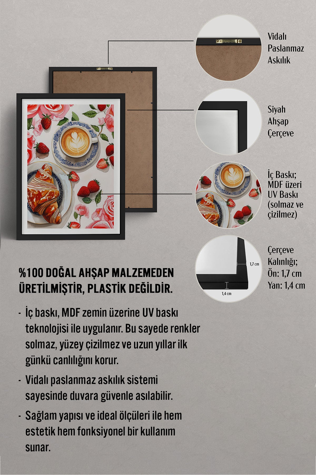 HOMEPACK Ahşap Çerçeveli Tablo Çerçeveli Poster Sanatsal Modern Duvar Dekoru TK-1009