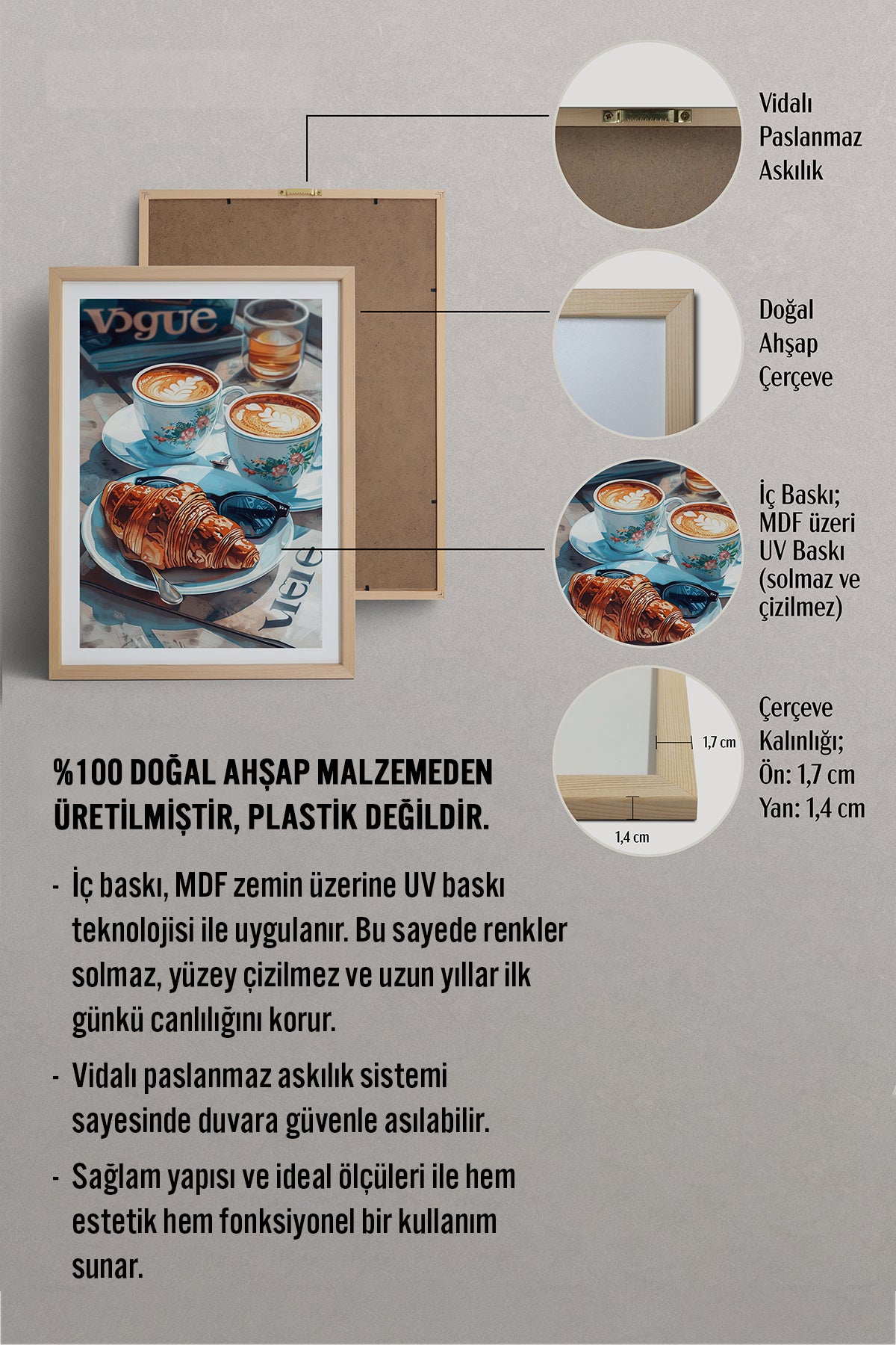 HOMEPACK Ahşap Çerçeveli Tablo Çerçeveli Poster Sanatsal Modern Duvar Dekoru TK-1010