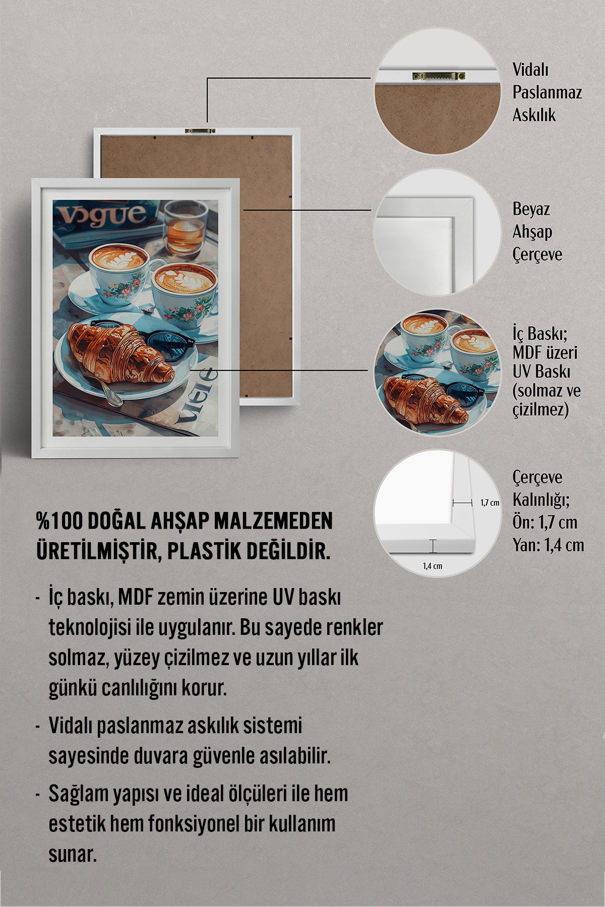HOMEPACK Ahşap Çerçeveli Tablo Çerçeveli Poster Sanatsal Modern Duvar Dekoru TK-1010