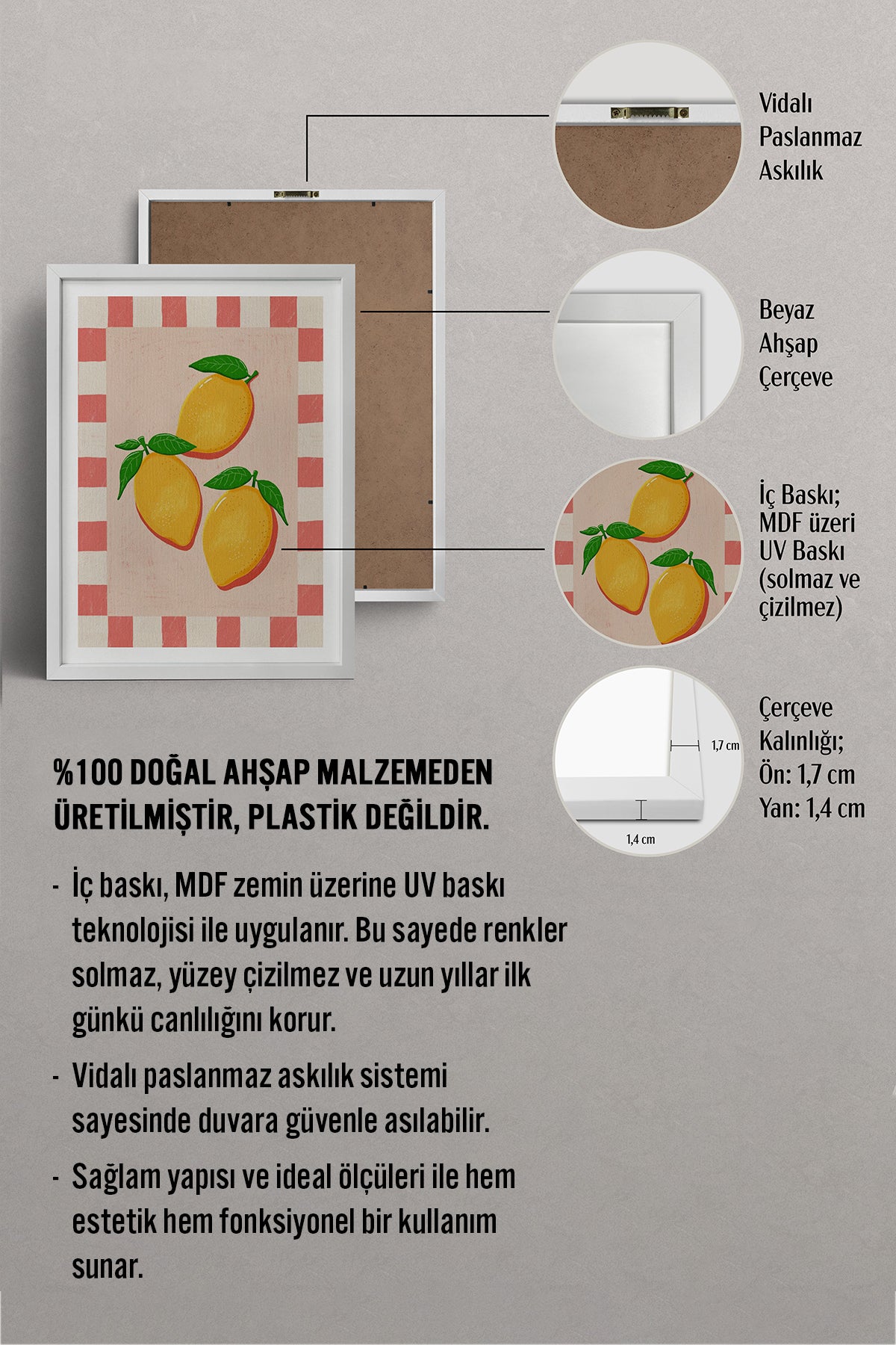 HOMEPACK Ahşap Çerçeveli Tablo Çerçeveli Poster Sanatsal Modern Duvar Dekoru TK-1011