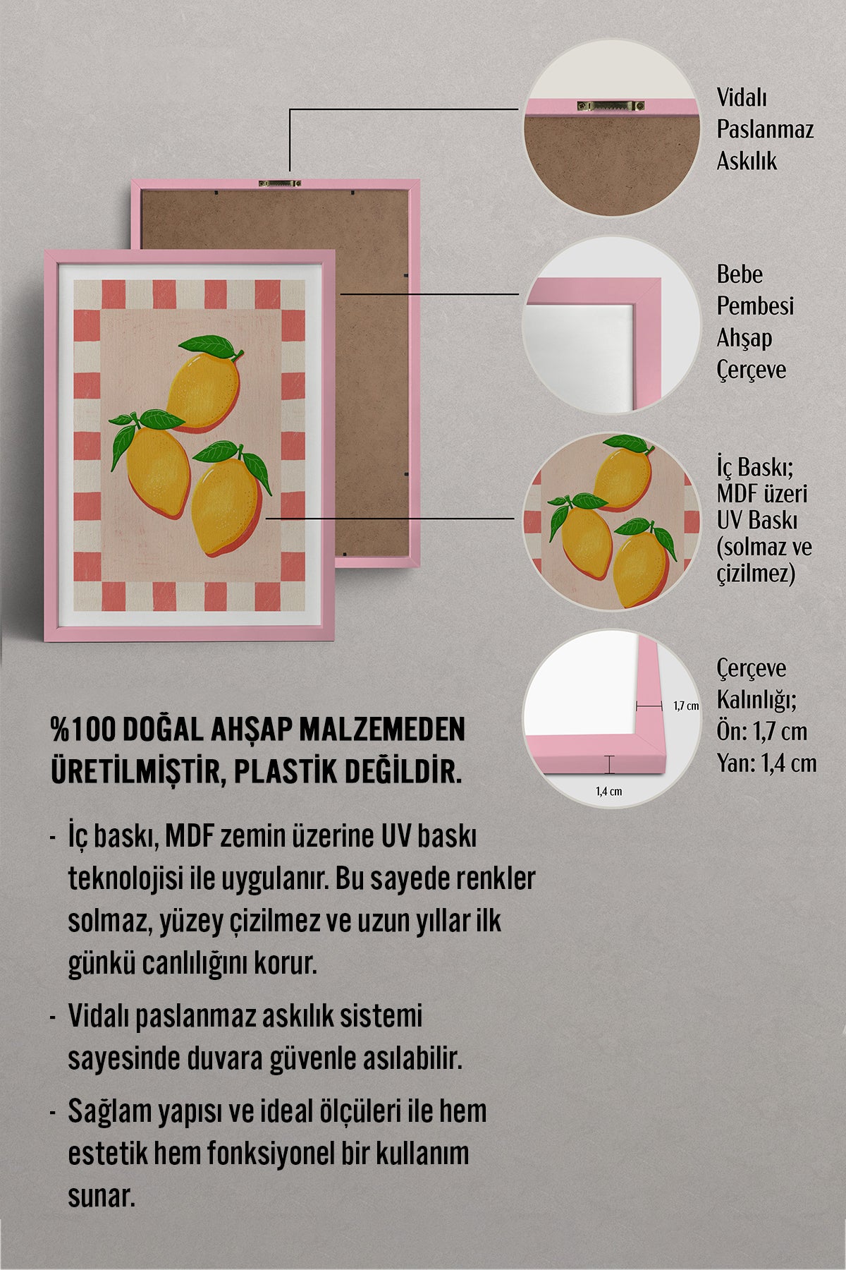 HOMEPACK Ahşap Çerçeveli Tablo Çerçeveli Poster Sanatsal Modern Duvar Dekoru TK-1011