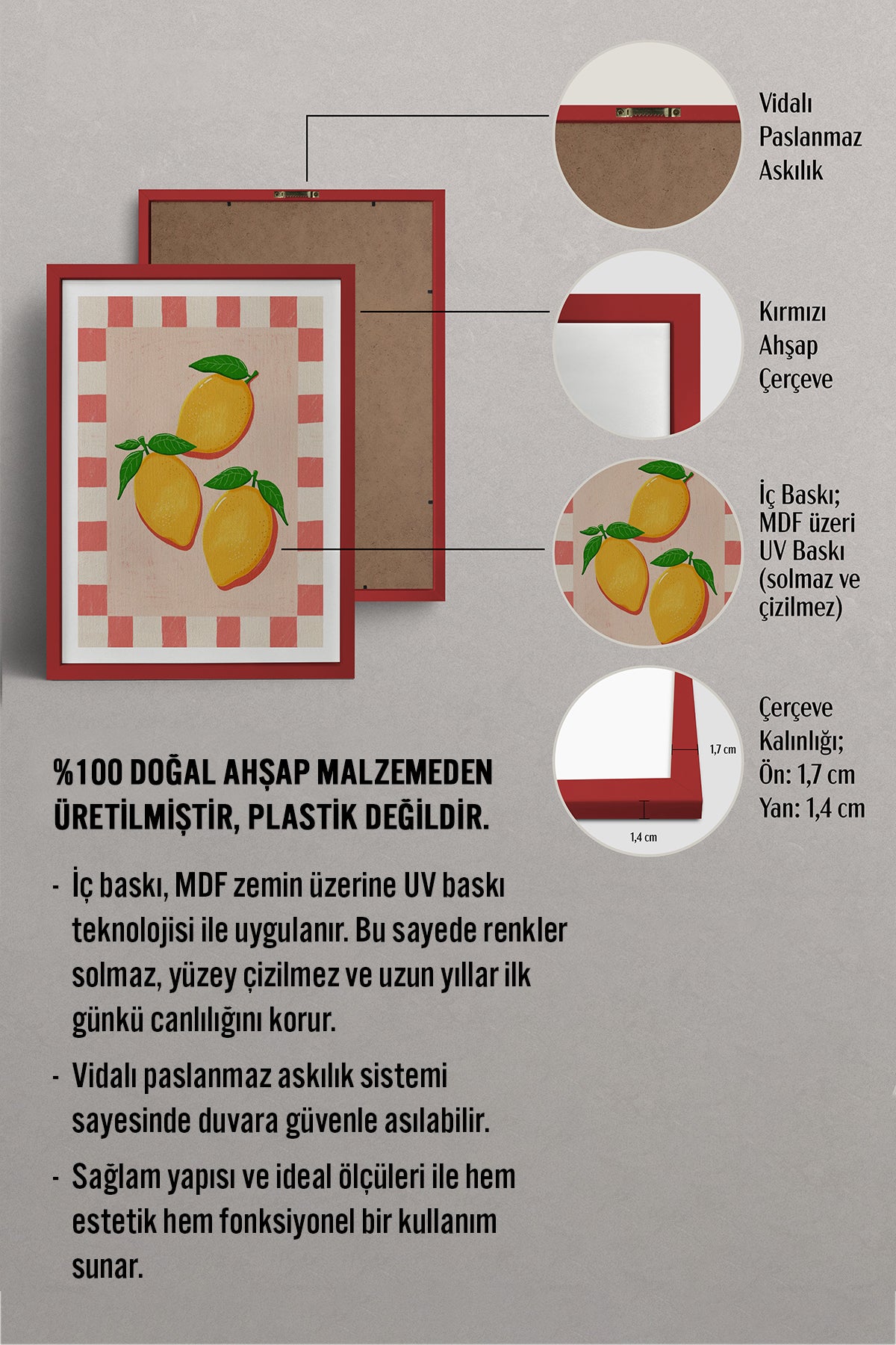 HOMEPACK Ahşap Çerçeveli Tablo Çerçeveli Poster Sanatsal Modern Duvar Dekoru TK-1011