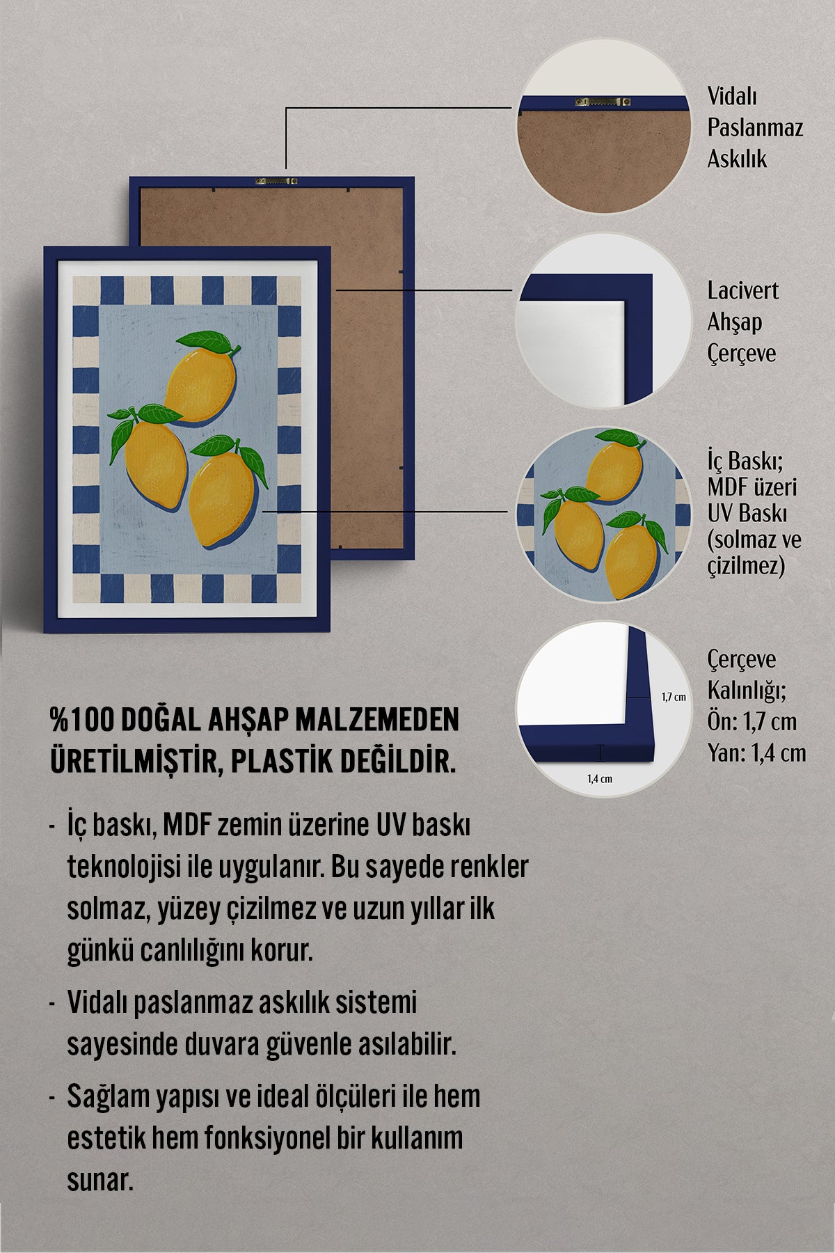 HOMEPACK Ahşap Çerçeveli Tablo Çerçeveli Poster Sanatsal Modern Duvar Dekoru TK-1012