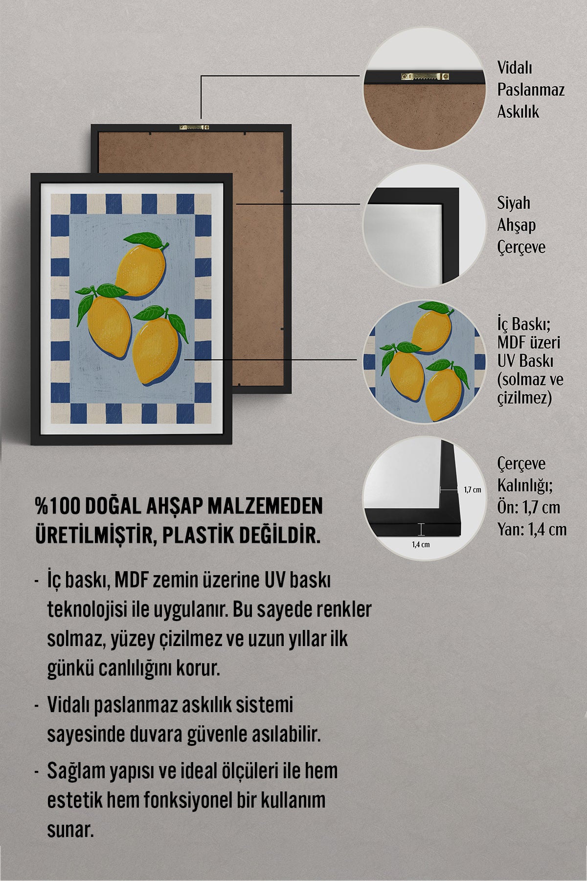 HOMEPACK Ahşap Çerçeveli Tablo Çerçeveli Poster Sanatsal Modern Duvar Dekoru TK-1012