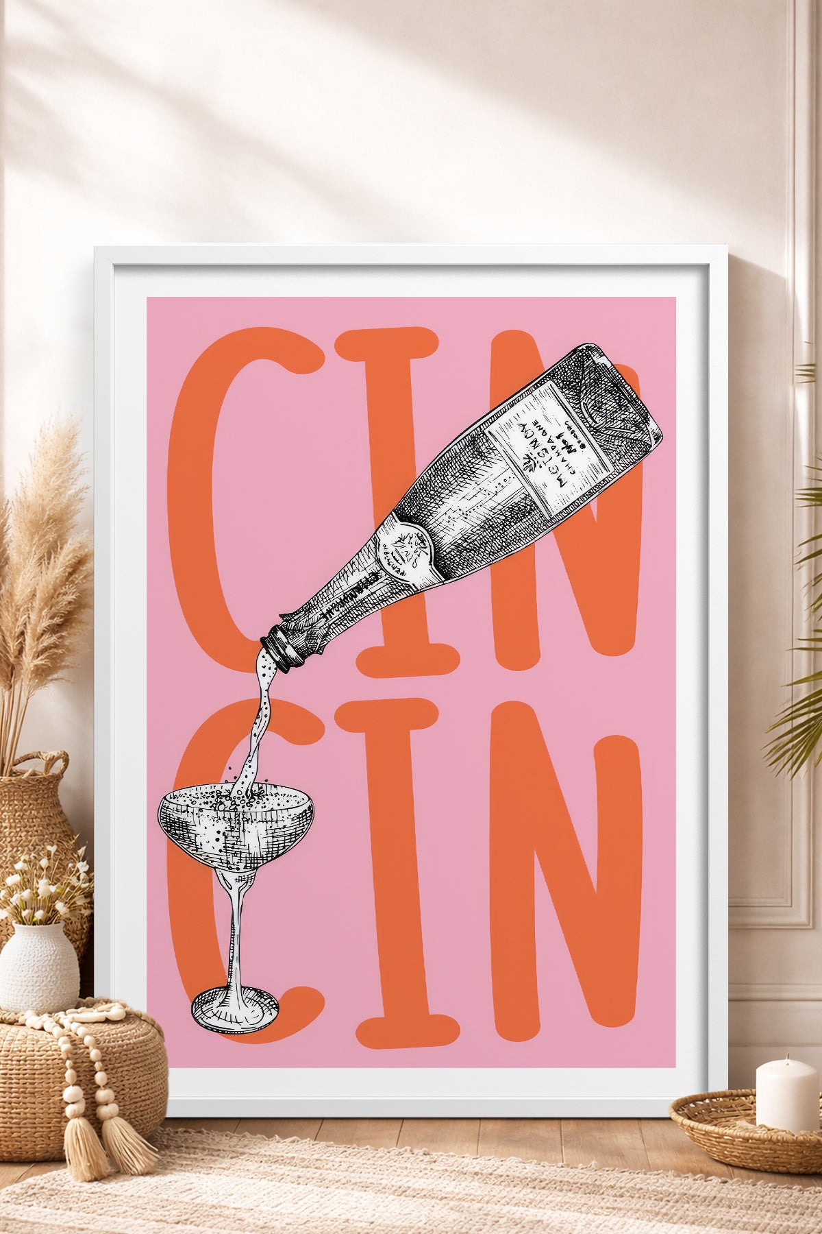 HOMEPACK Ahşap Çerçeveli Tablo Çerçeveli Poster Sanatsal Modern Duvar Dekoru TK-1016