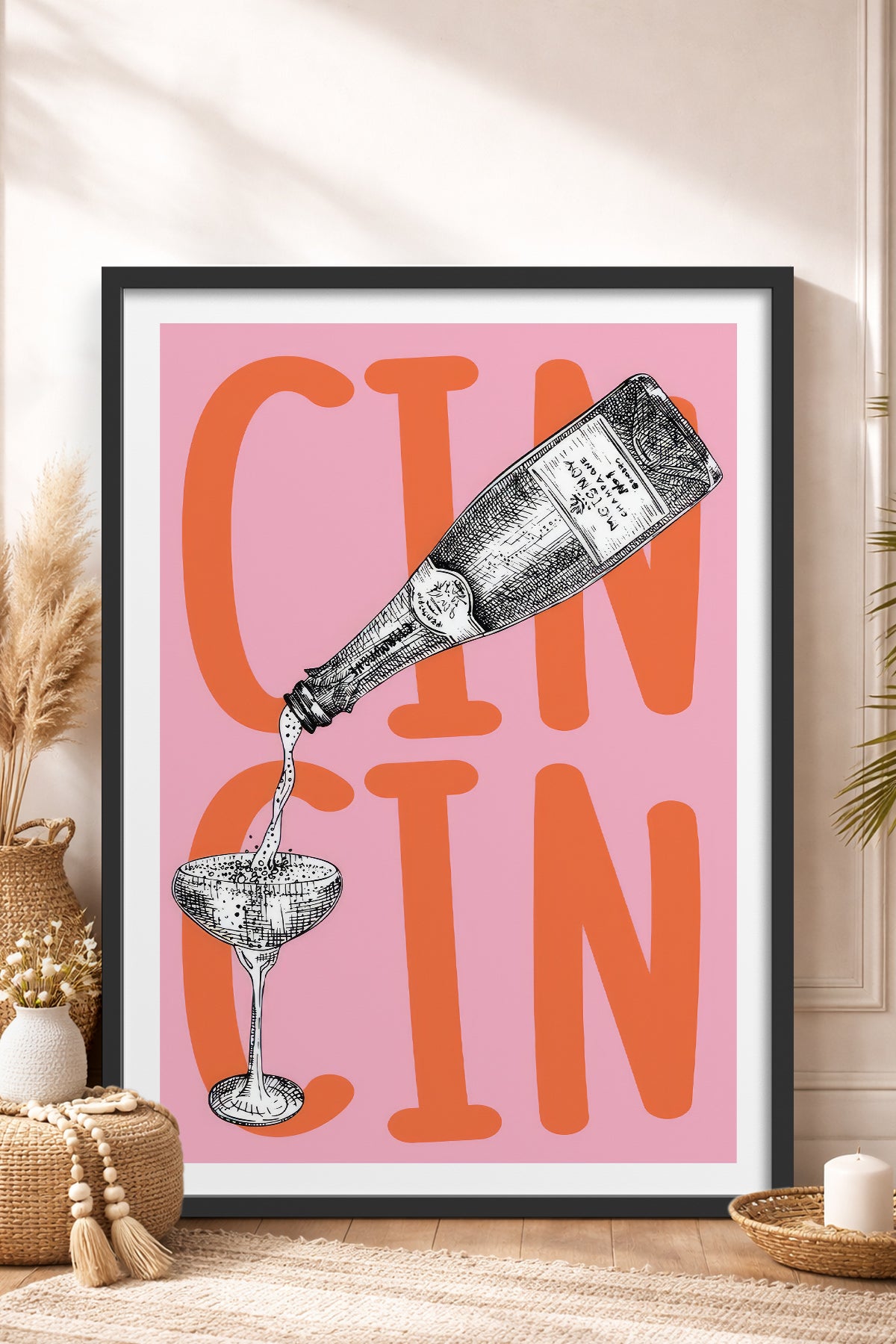 HOMEPACK Ahşap Çerçeveli Tablo Çerçeveli Poster Sanatsal Modern Duvar Dekoru TK-1016