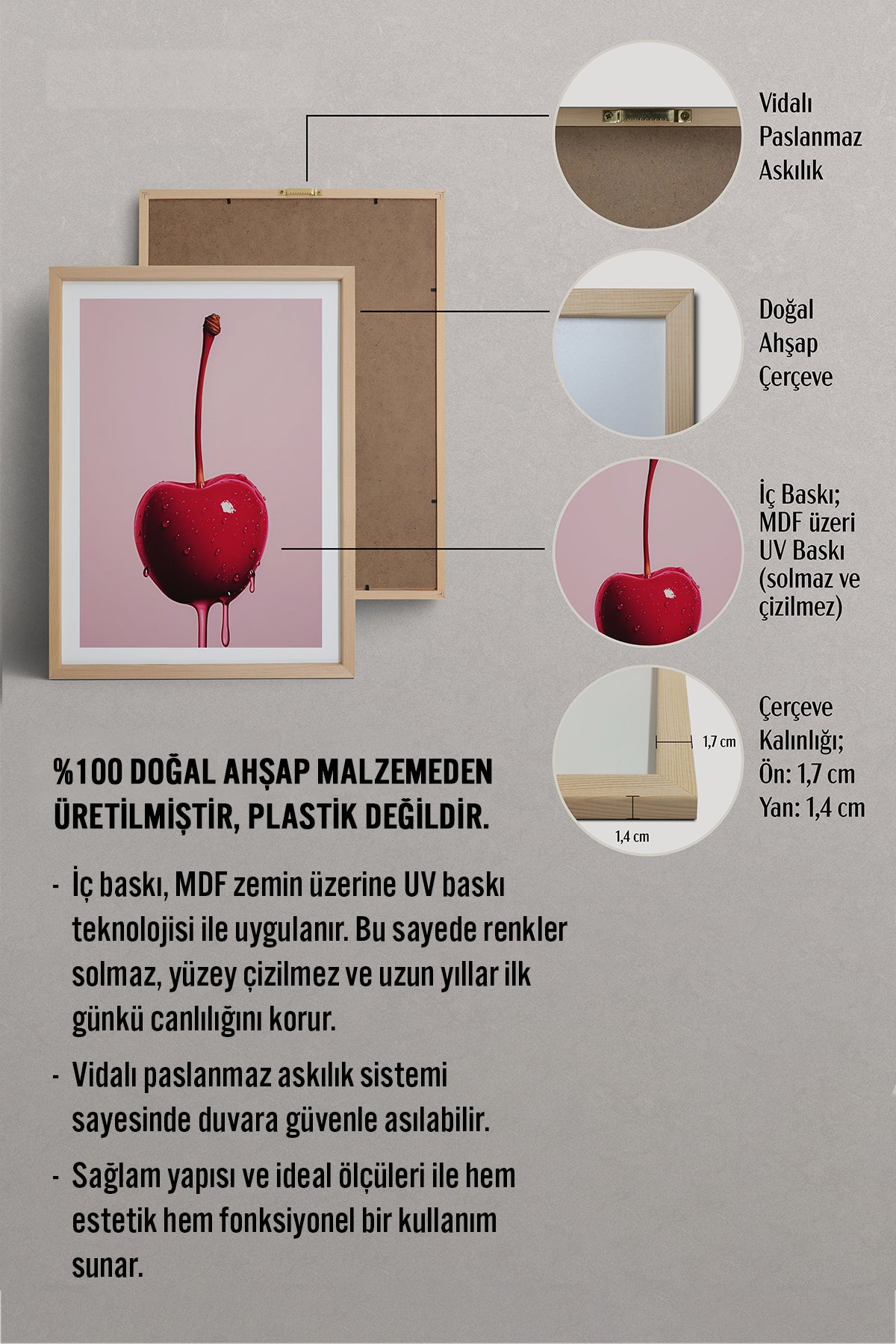 HOMEPACK Ahşap Çerçeveli Tablo Çerçeveli Poster Sanatsal Modern Duvar Dekoru TK-1020