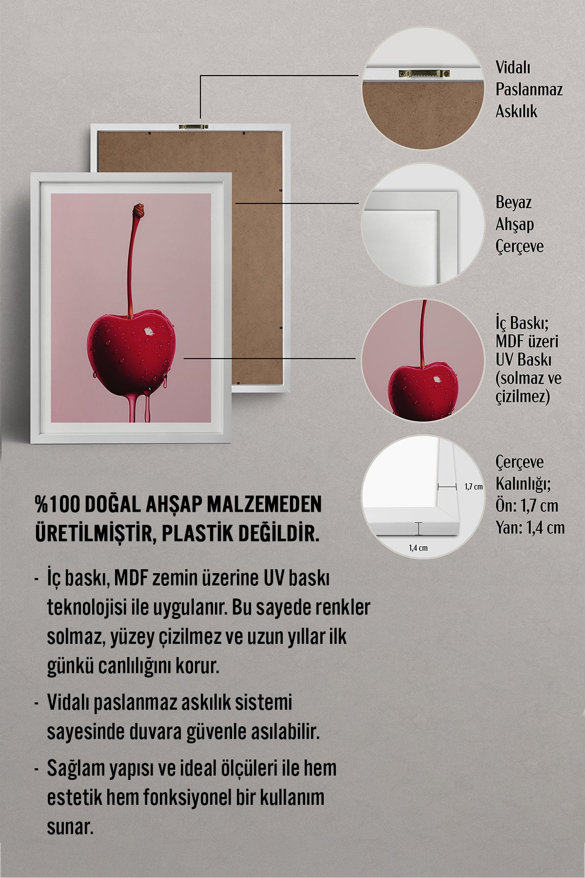 HOMEPACK Ahşap Çerçeveli Tablo Çerçeveli Poster Sanatsal Modern Duvar Dekoru TK-1020