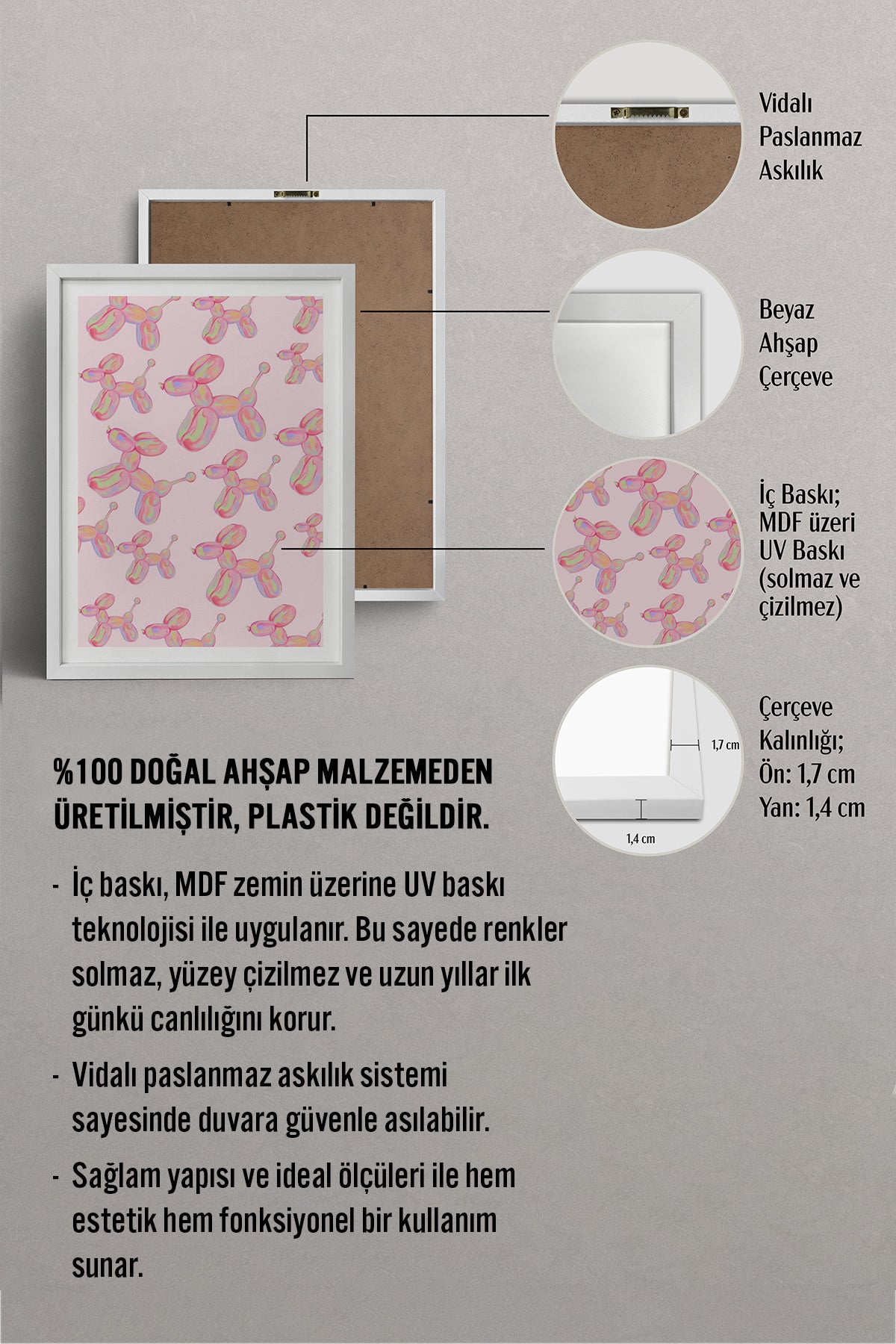 HOMEPACK Ahşap Çerçeveli Tablo Çerçeveli Poster Sanatsal Modern Duvar Dekoru TK-1022