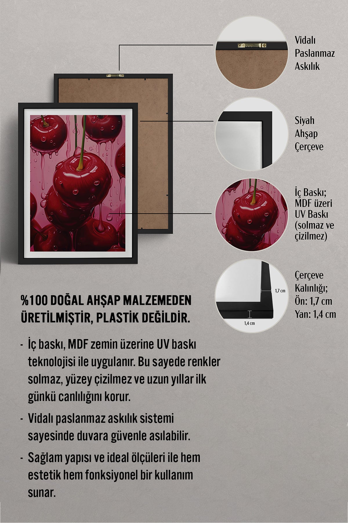 HOMEPACK Ahşap Çerçeveli Tablo Çerçeveli Poster Sanatsal Modern Duvar Dekoru TK-1024