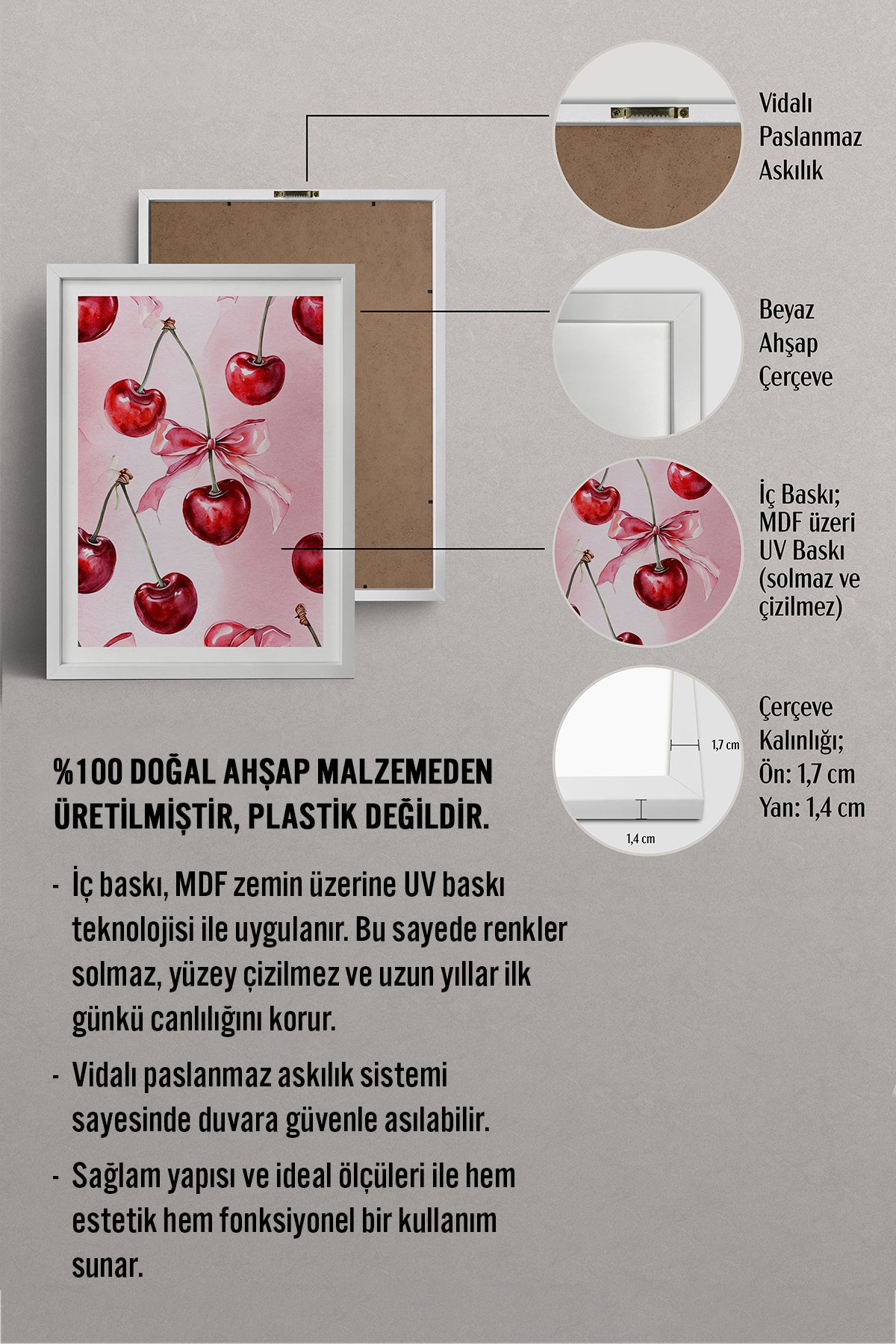 HOMEPACK Ahşap Çerçeveli Tablo Çerçeveli Poster Sanatsal Modern Duvar Dekoru TK-1025