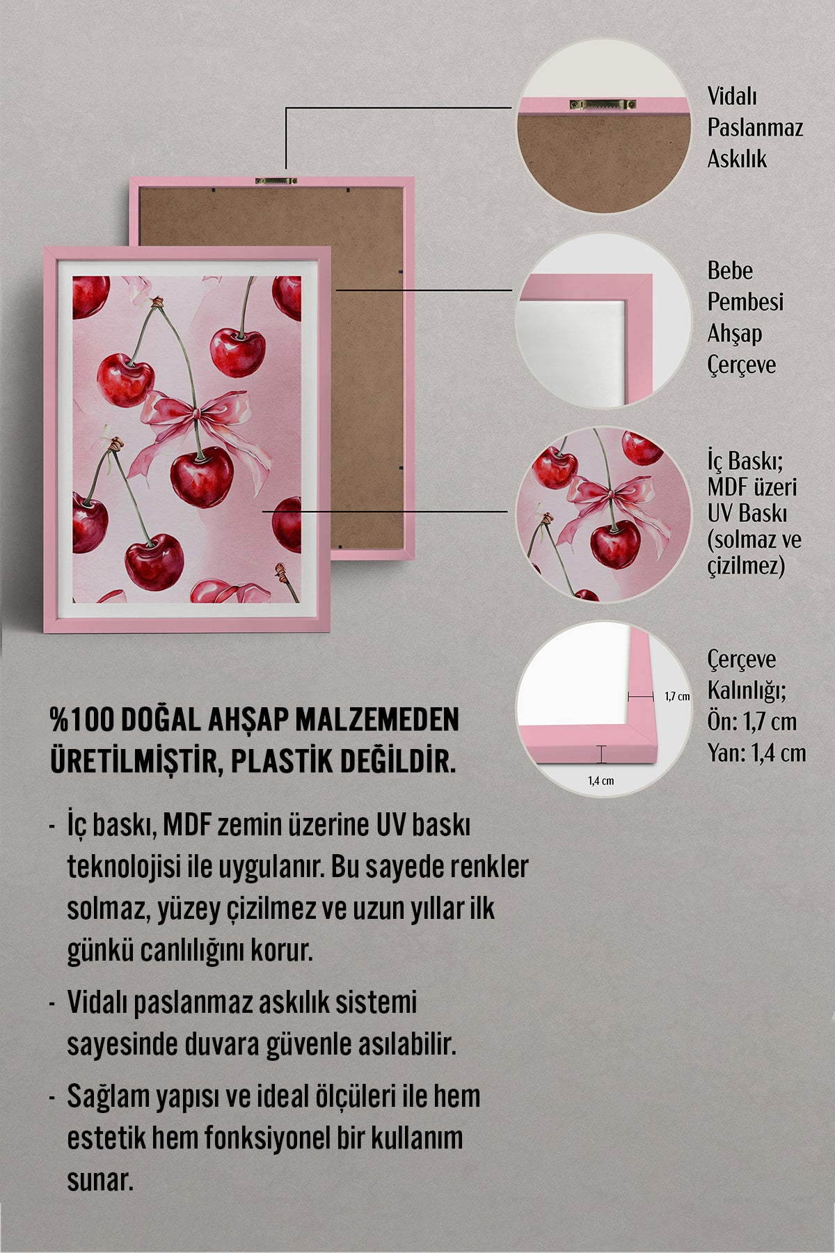 HOMEPACK Ahşap Çerçeveli Tablo Çerçeveli Poster Sanatsal Modern Duvar Dekoru TK-1025