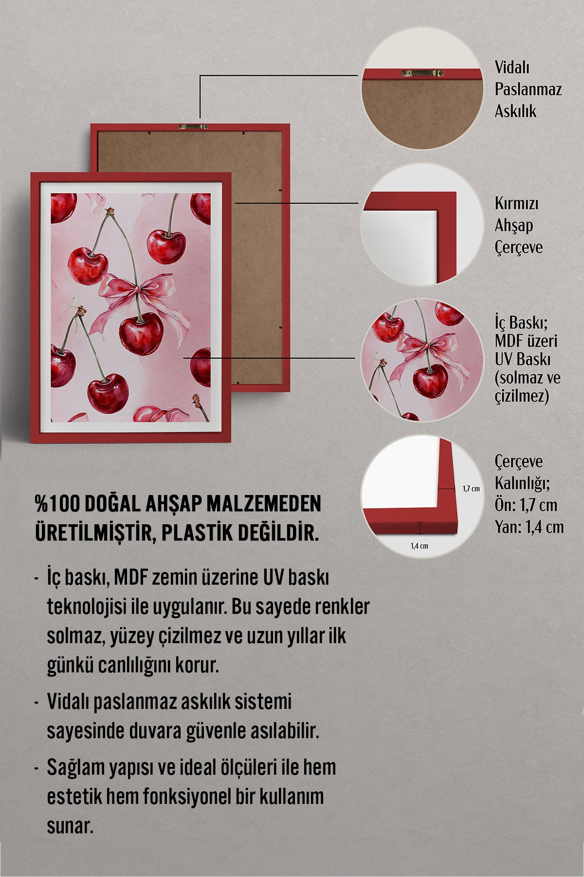 HOMEPACK Ahşap Çerçeveli Tablo Çerçeveli Poster Sanatsal Modern Duvar Dekoru TK-1025