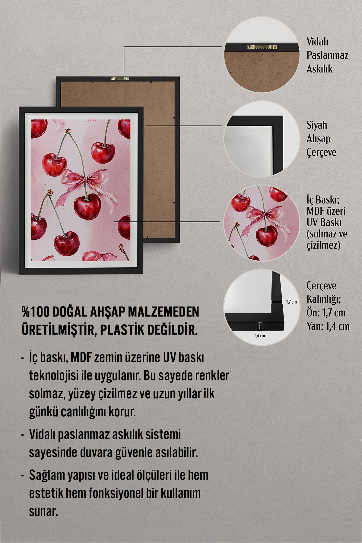 HOMEPACK Ahşap Çerçeveli Tablo Çerçeveli Poster Sanatsal Modern Duvar Dekoru TK-1025