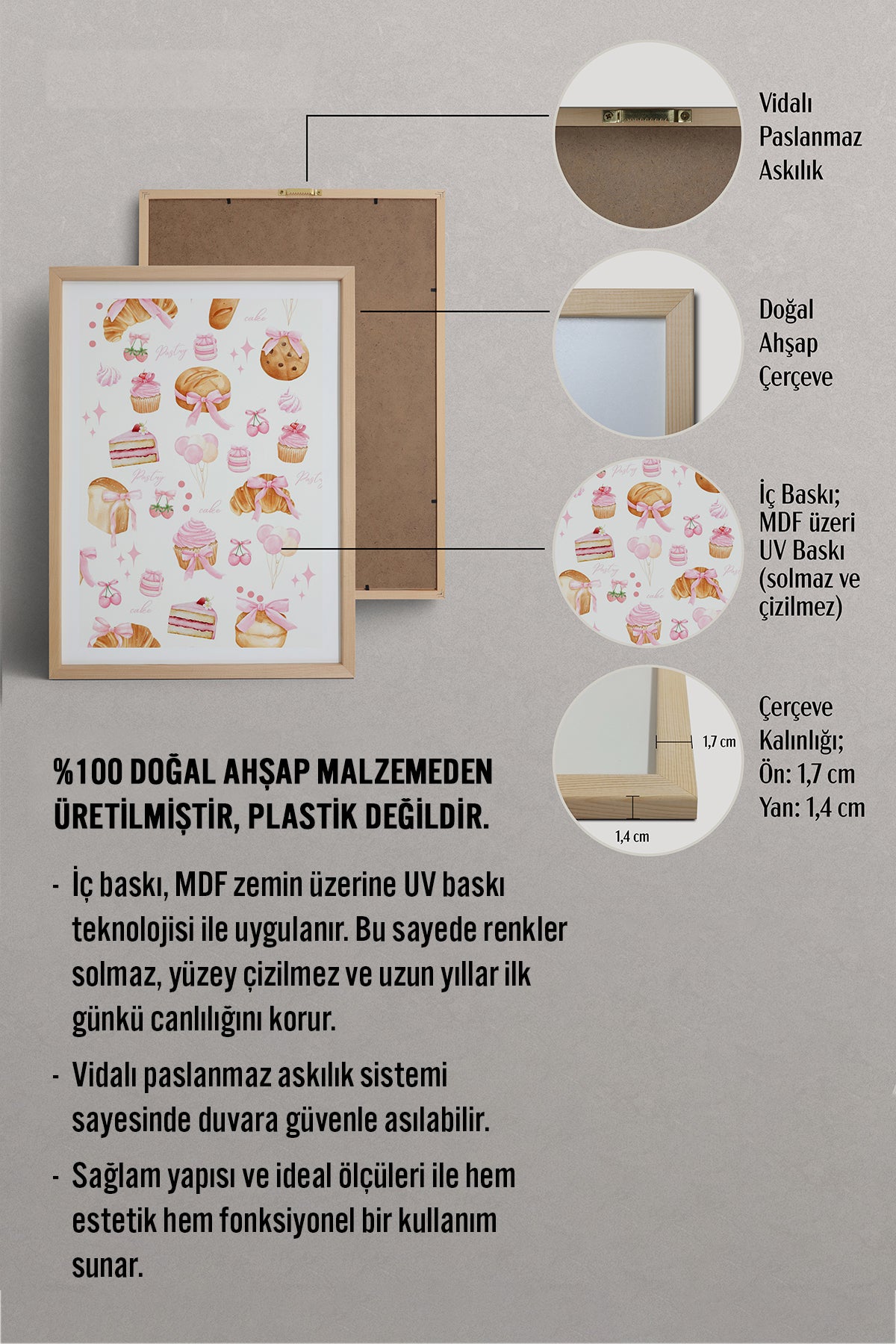 HOMEPACK Ahşap Çerçeveli Tablo Çerçeveli Poster Sanatsal Modern Duvar Dekoru TK-1026