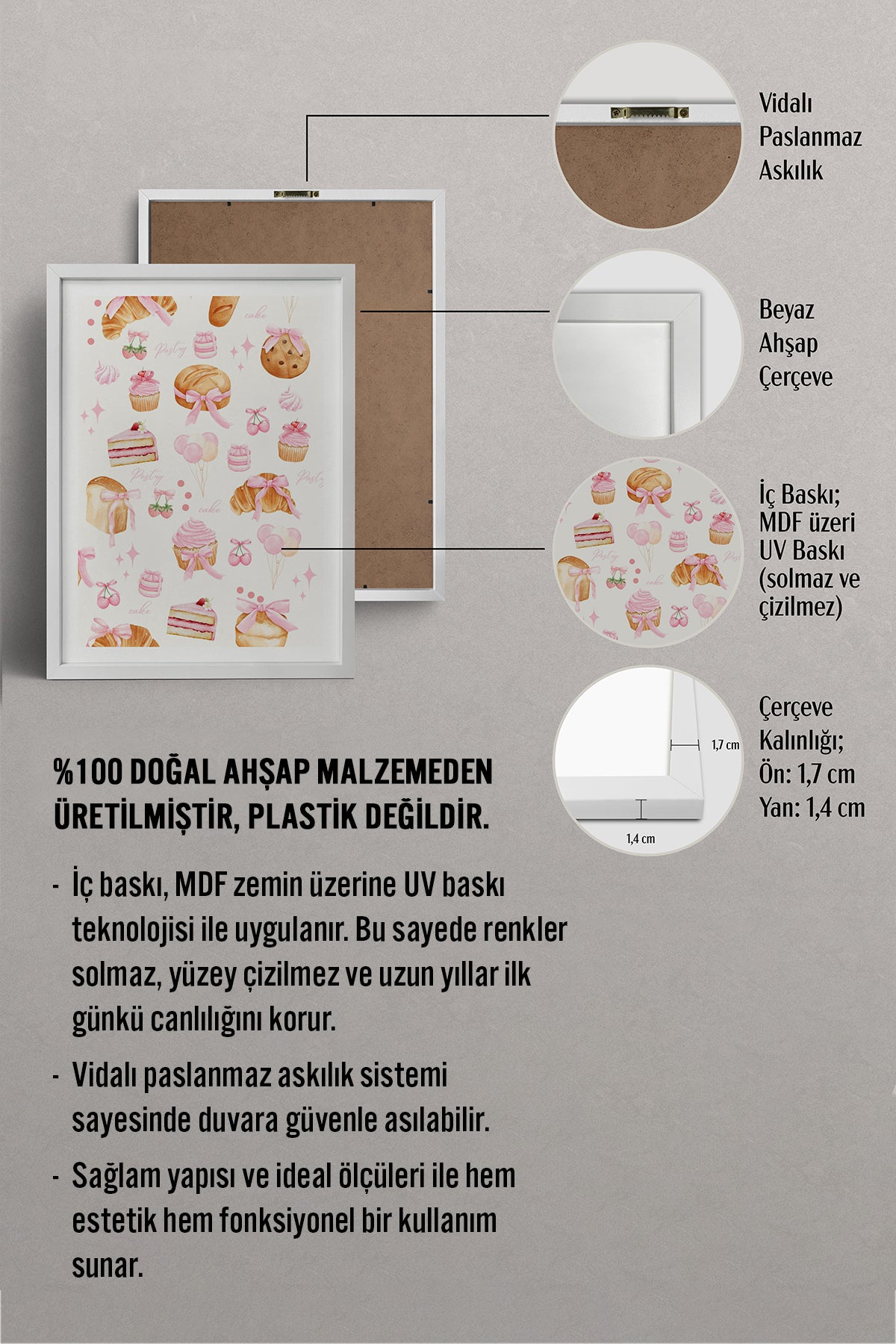 HOMEPACK Ahşap Çerçeveli Tablo Çerçeveli Poster Sanatsal Modern Duvar Dekoru TK-1026