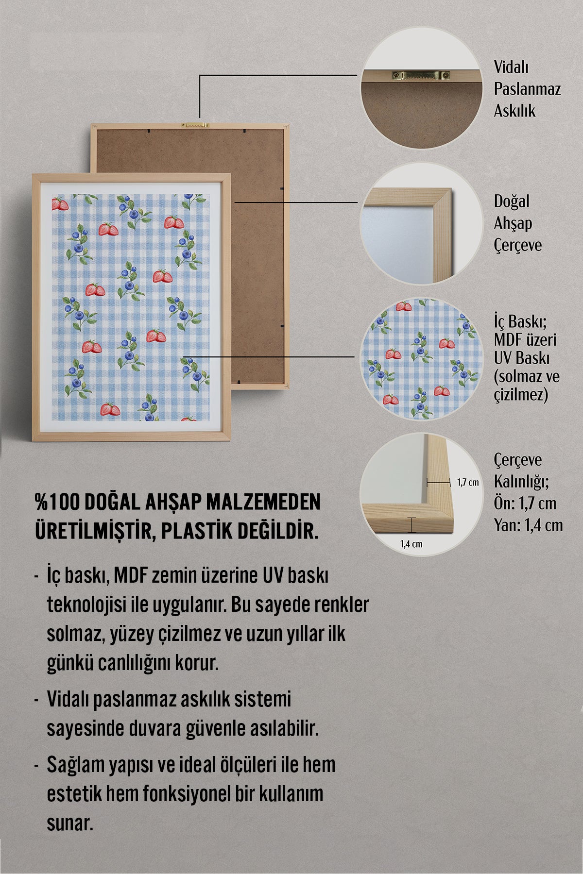 HOMEPACK Ahşap Çerçeveli Tablo Çerçeveli Poster Sanatsal Modern Duvar Dekoru TK-1028