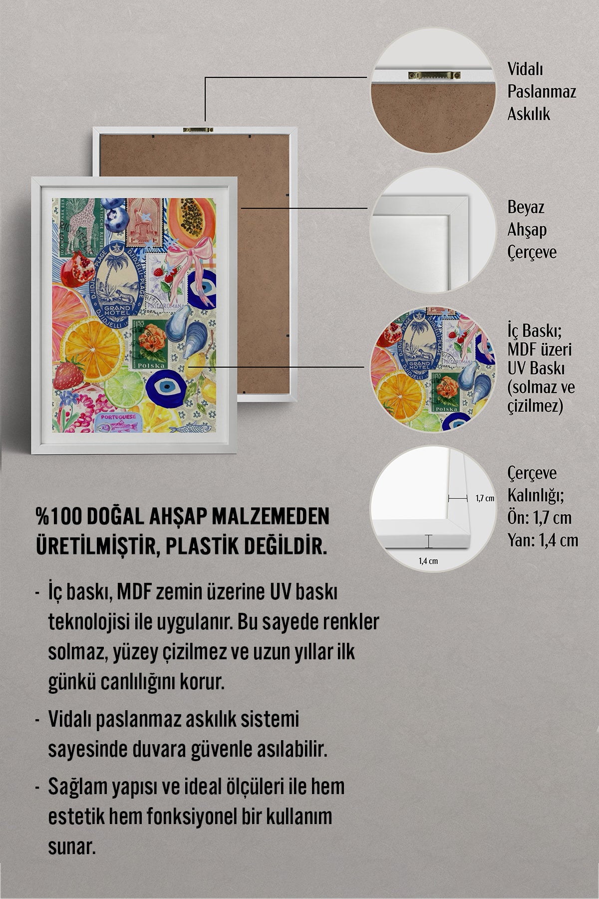 HOMEPACK Ahşap Çerçeveli Tablo Çerçeveli Poster Sanatsal Modern Duvar Dekoru TK-1030