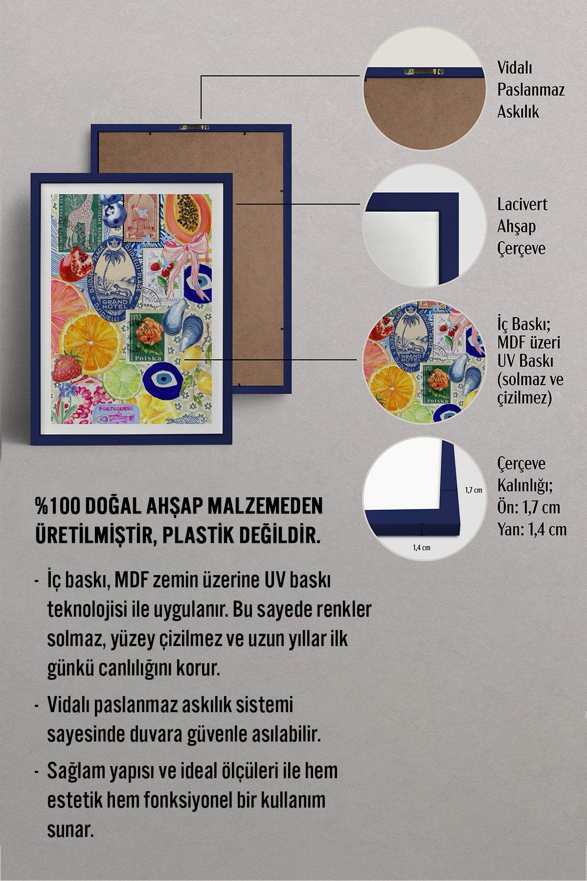 HOMEPACK Ahşap Çerçeveli Tablo Çerçeveli Poster Sanatsal Modern Duvar Dekoru TK-1030