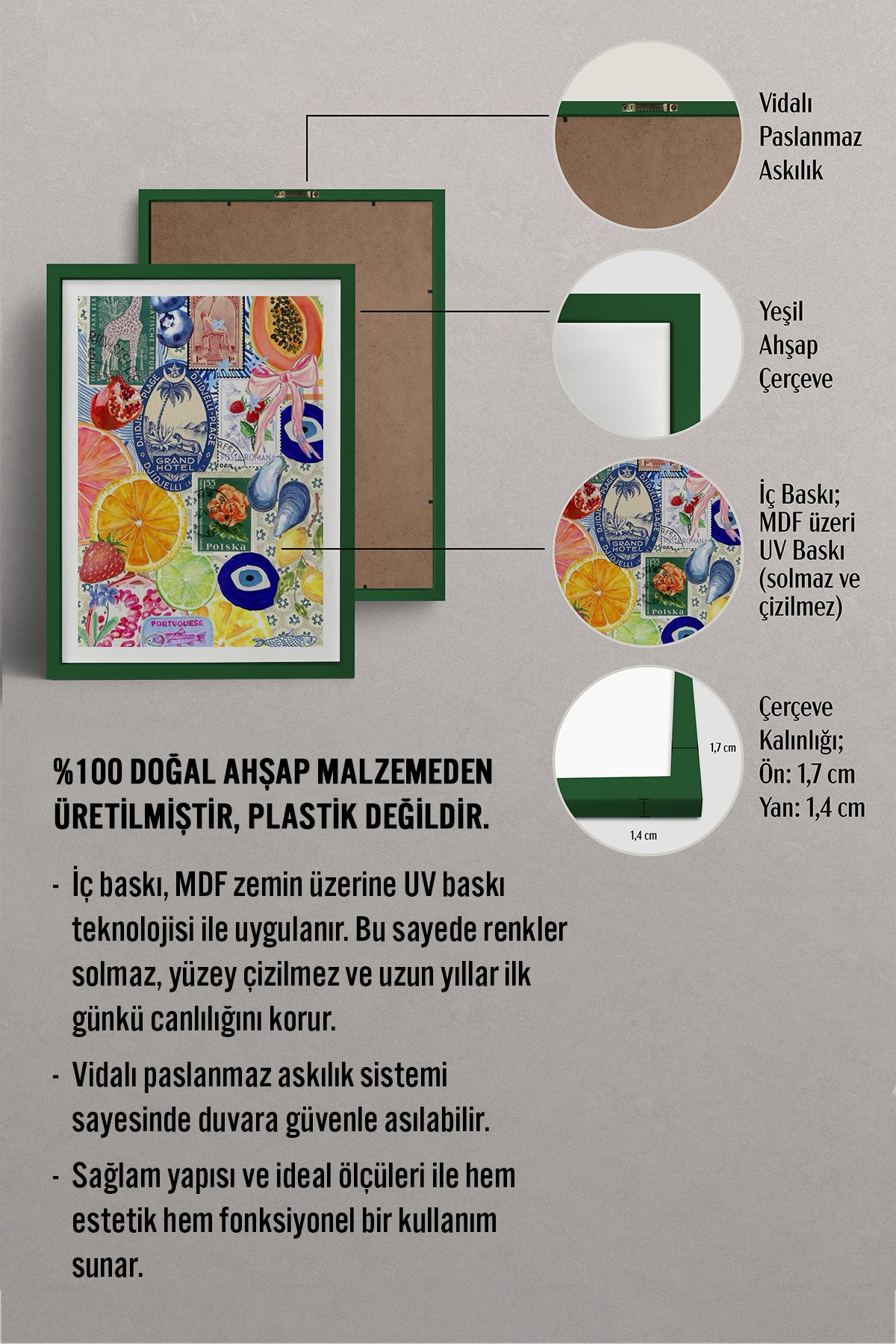 HOMEPACK Ahşap Çerçeveli Tablo Çerçeveli Poster Sanatsal Modern Duvar Dekoru TK-1030