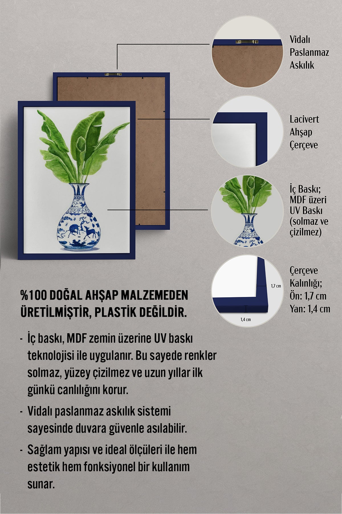 HOMEPACK Ahşap Çerçeveli Tablo Çerçeveli Poster Sanatsal Modern Duvar Dekoru TK-1032