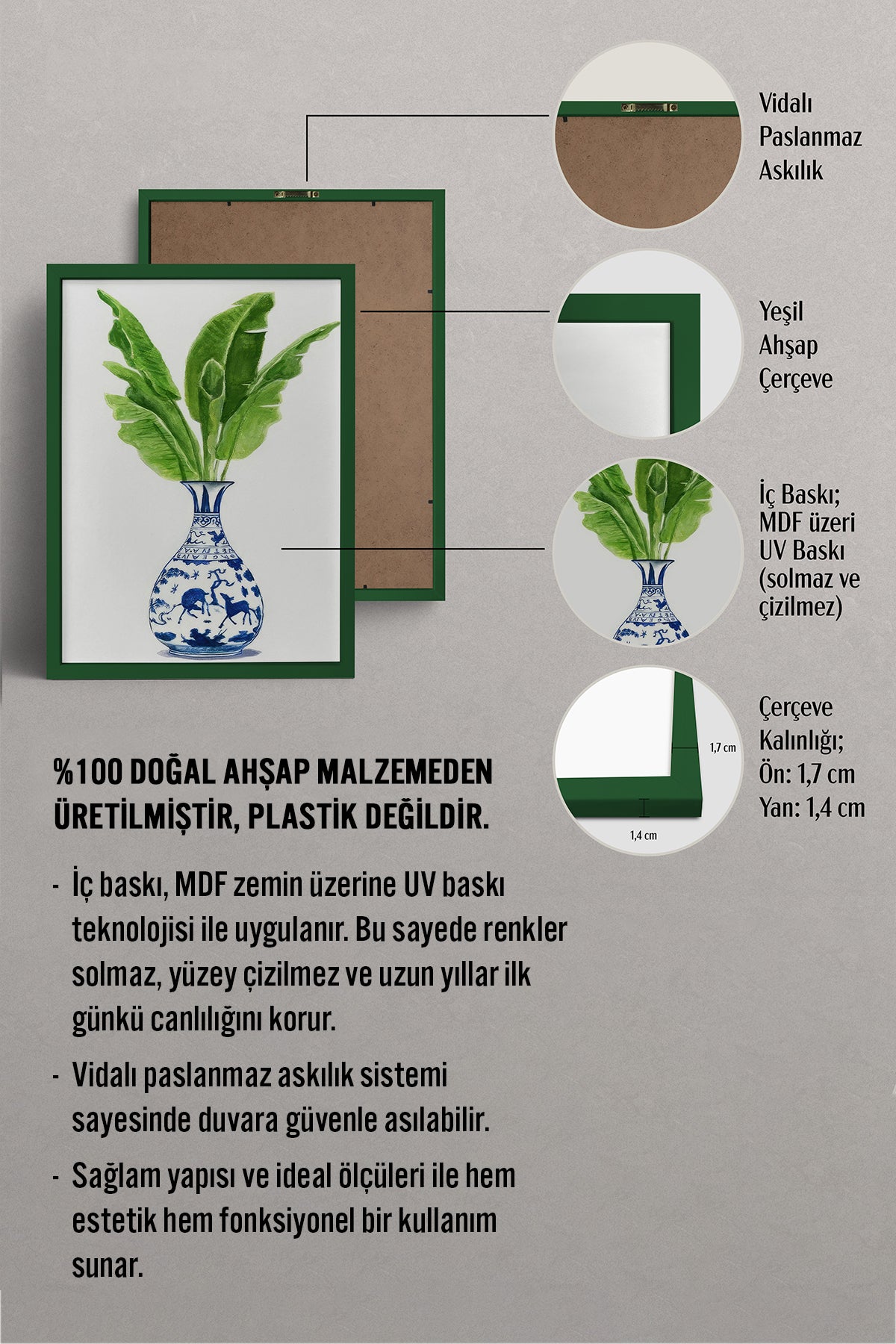 HOMEPACK Ahşap Çerçeveli Tablo Çerçeveli Poster Sanatsal Modern Duvar Dekoru TK-1032