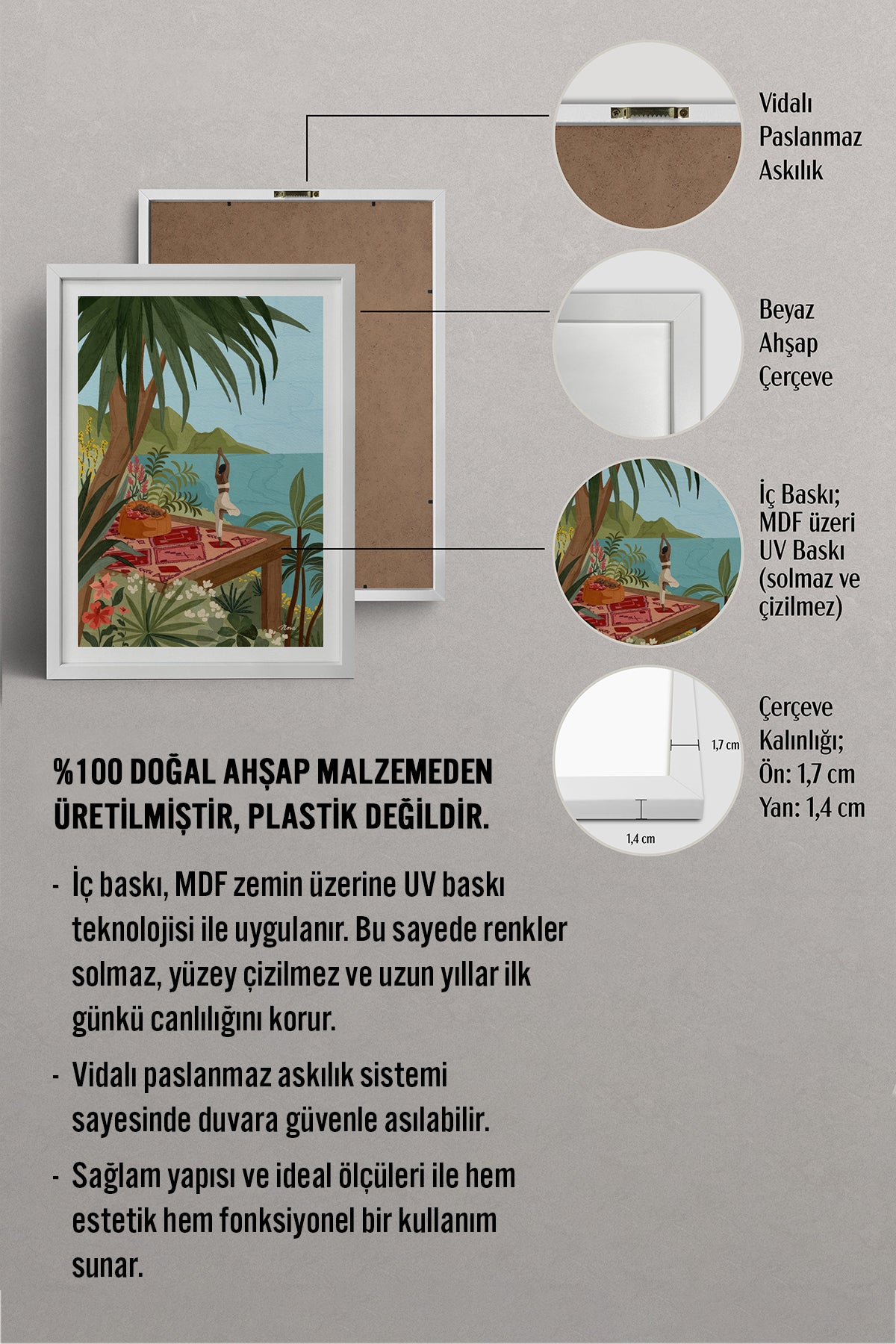 HOMEPACK Ahşap Çerçeveli Tablo Çerçeveli Poster Sanatsal Modern Duvar Dekoru TK-1037