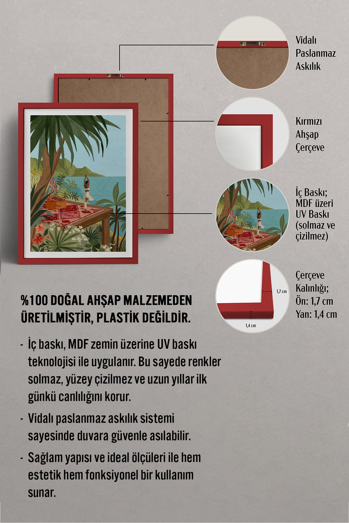 HOMEPACK Ahşap Çerçeveli Tablo Çerçeveli Poster Sanatsal Modern Duvar Dekoru TK-1037