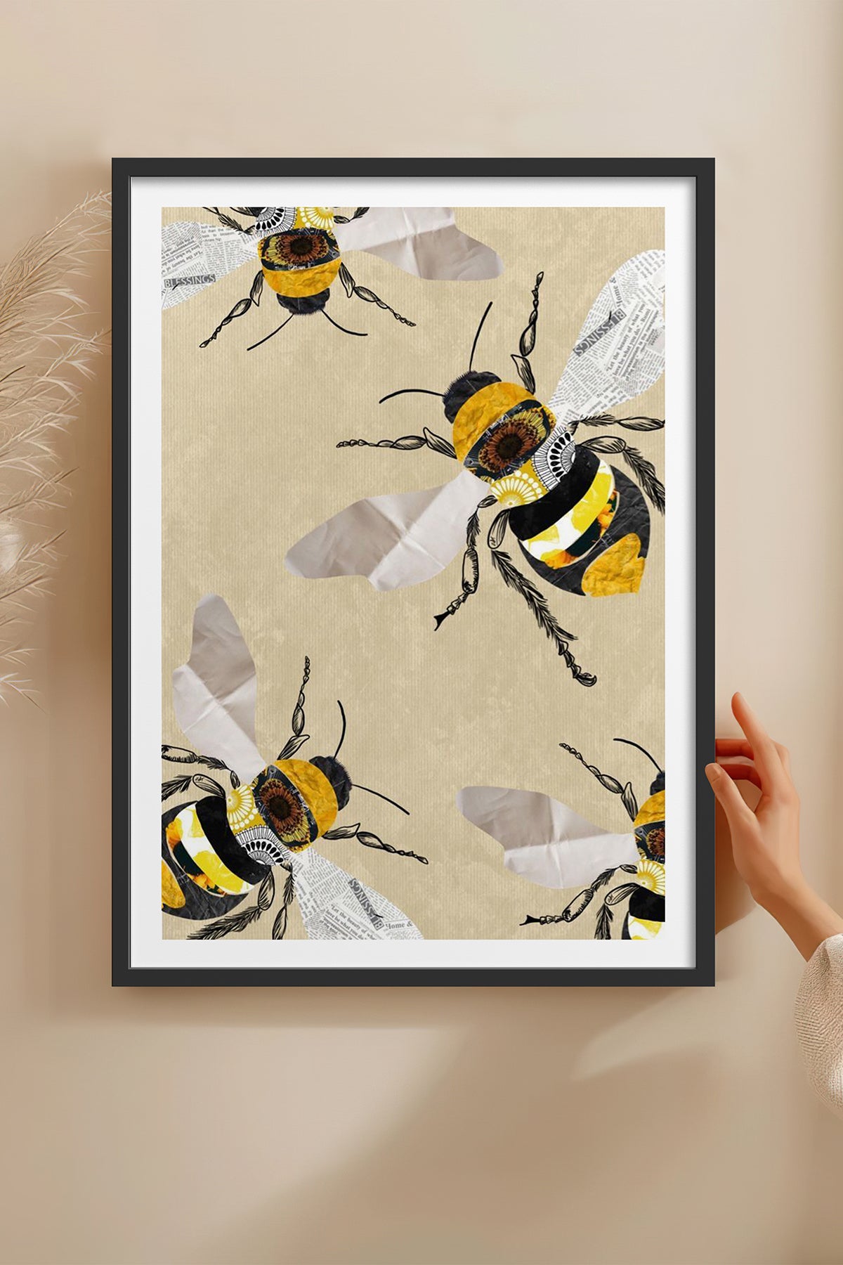 HOMEPACK Ahşap Çerçeveli Tablo Çerçeveli Poster Sanatsal Modern Duvar Dekoru TK-1038