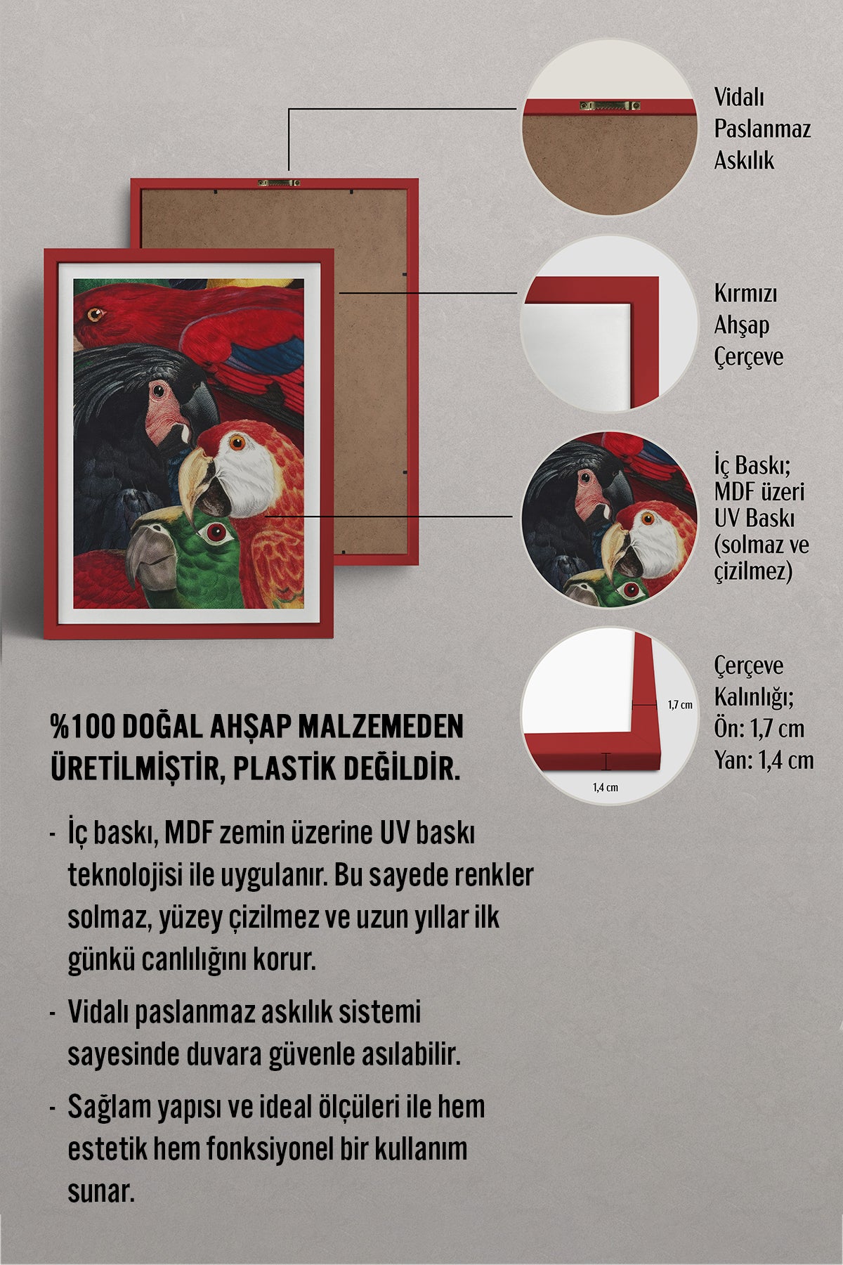 HOMEPACK Ahşap Çerçeveli Tablo Çerçeveli Poster Sanatsal Modern Duvar Dekoru TK-1039