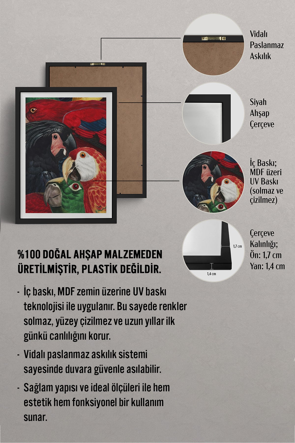 HOMEPACK Ahşap Çerçeveli Tablo Çerçeveli Poster Sanatsal Modern Duvar Dekoru TK-1039