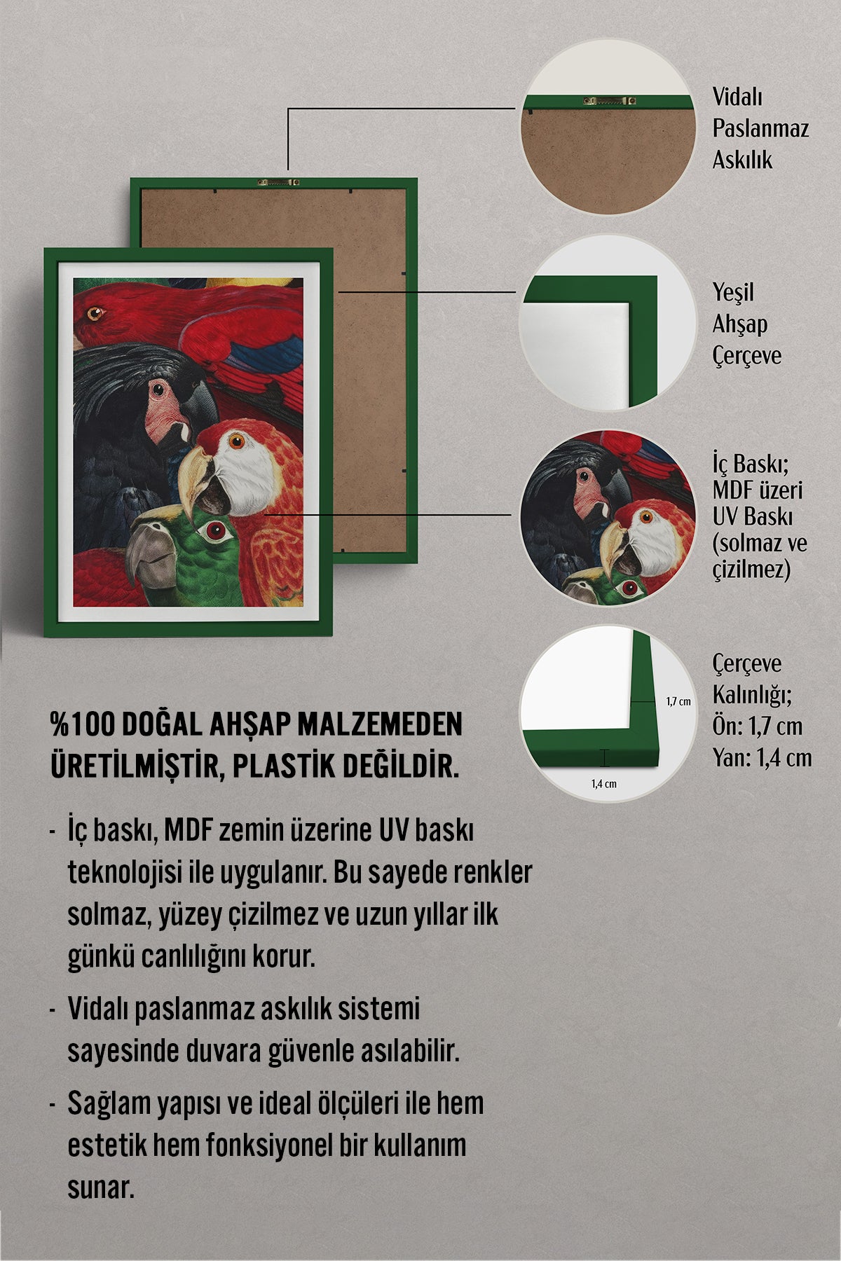 HOMEPACK Ahşap Çerçeveli Tablo Çerçeveli Poster Sanatsal Modern Duvar Dekoru TK-1039