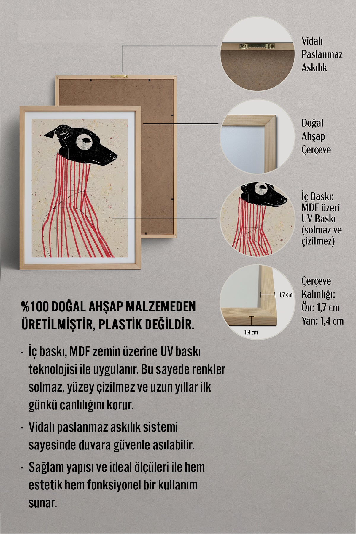 HOMEPACK Ahşap Çerçeveli Tablo Çerçeveli Poster Sanatsal Modern Duvar Dekoru TK-1040