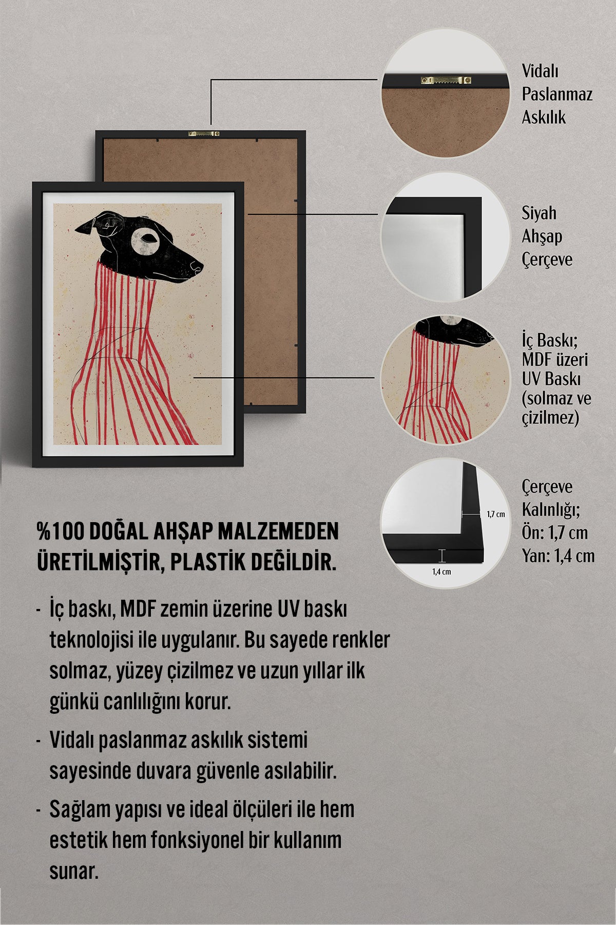 HOMEPACK Ahşap Çerçeveli Tablo Çerçeveli Poster Sanatsal Modern Duvar Dekoru TK-1040