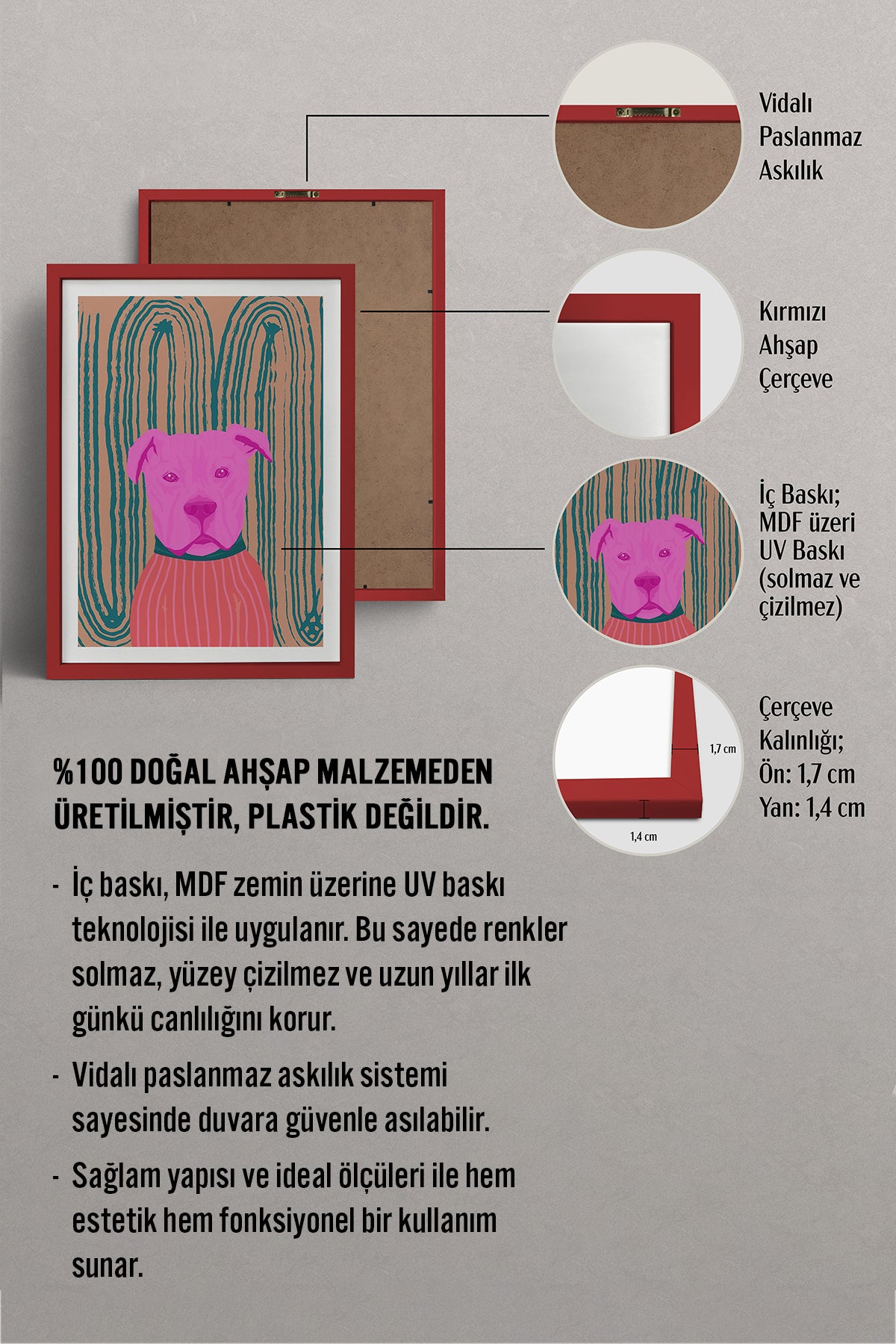 HOMEPACK Ahşap Çerçeveli Tablo Çerçeveli Poster Sanatsal Modern Duvar Dekoru TK-1041