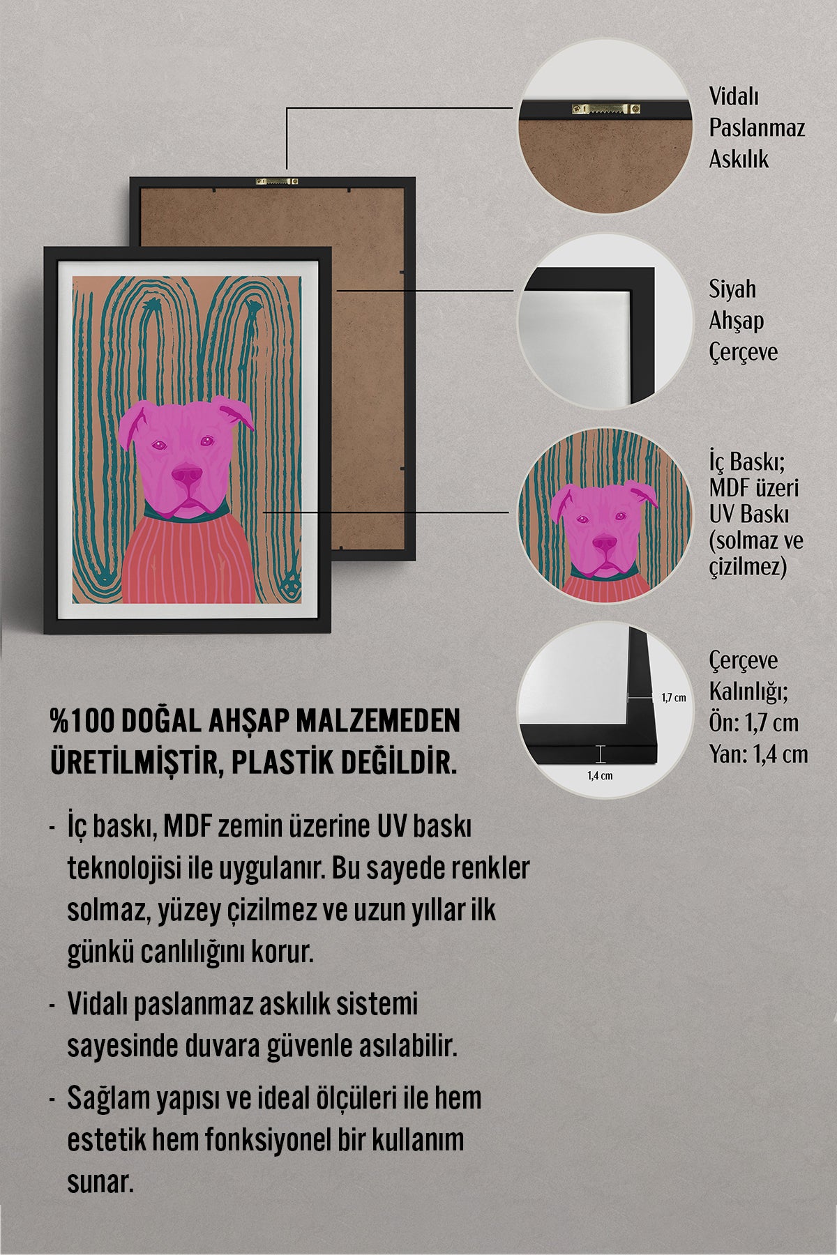 HOMEPACK Ahşap Çerçeveli Tablo Çerçeveli Poster Sanatsal Modern Duvar Dekoru TK-1041
