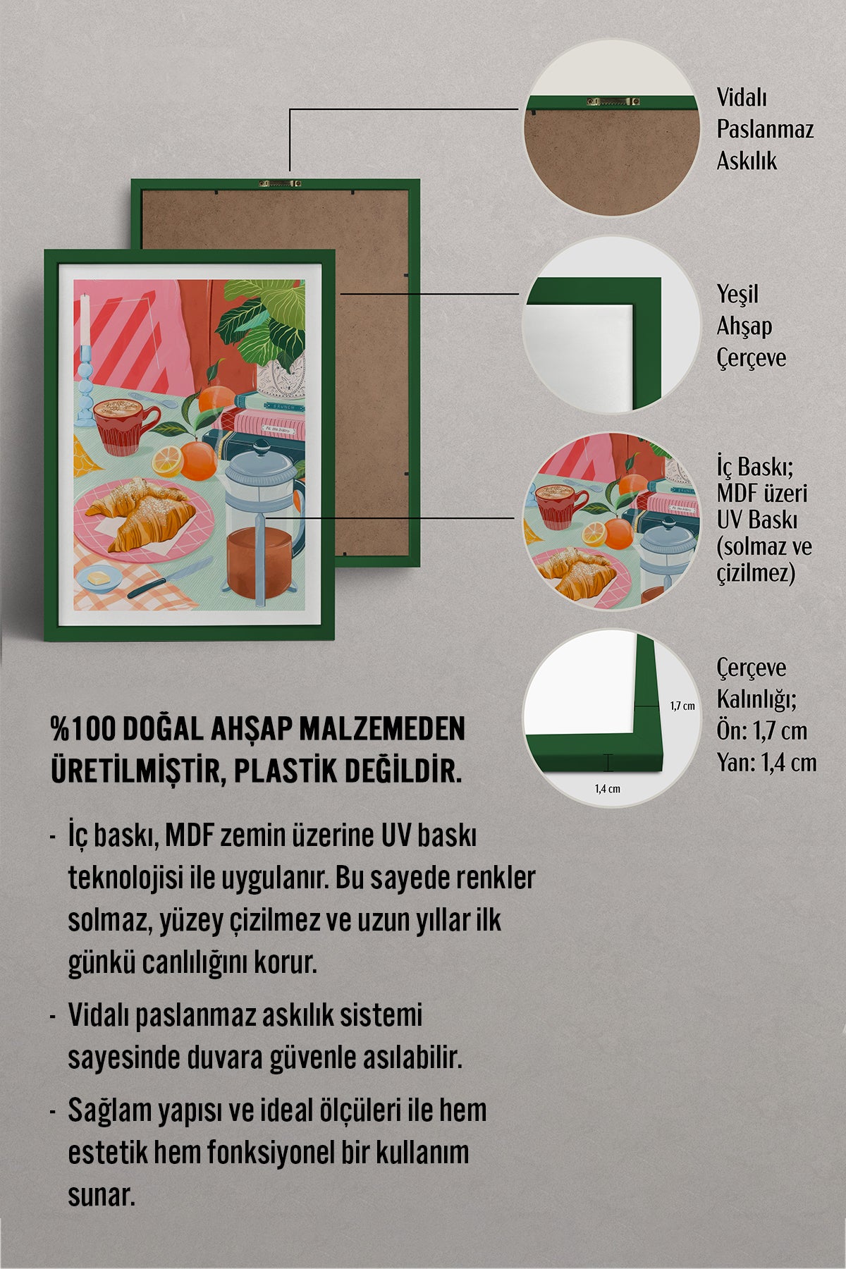 HOMEPACK Ahşap Çerçeveli Tablo Çerçeveli Poster Sanatsal Modern Duvar Dekoru TK-1044
