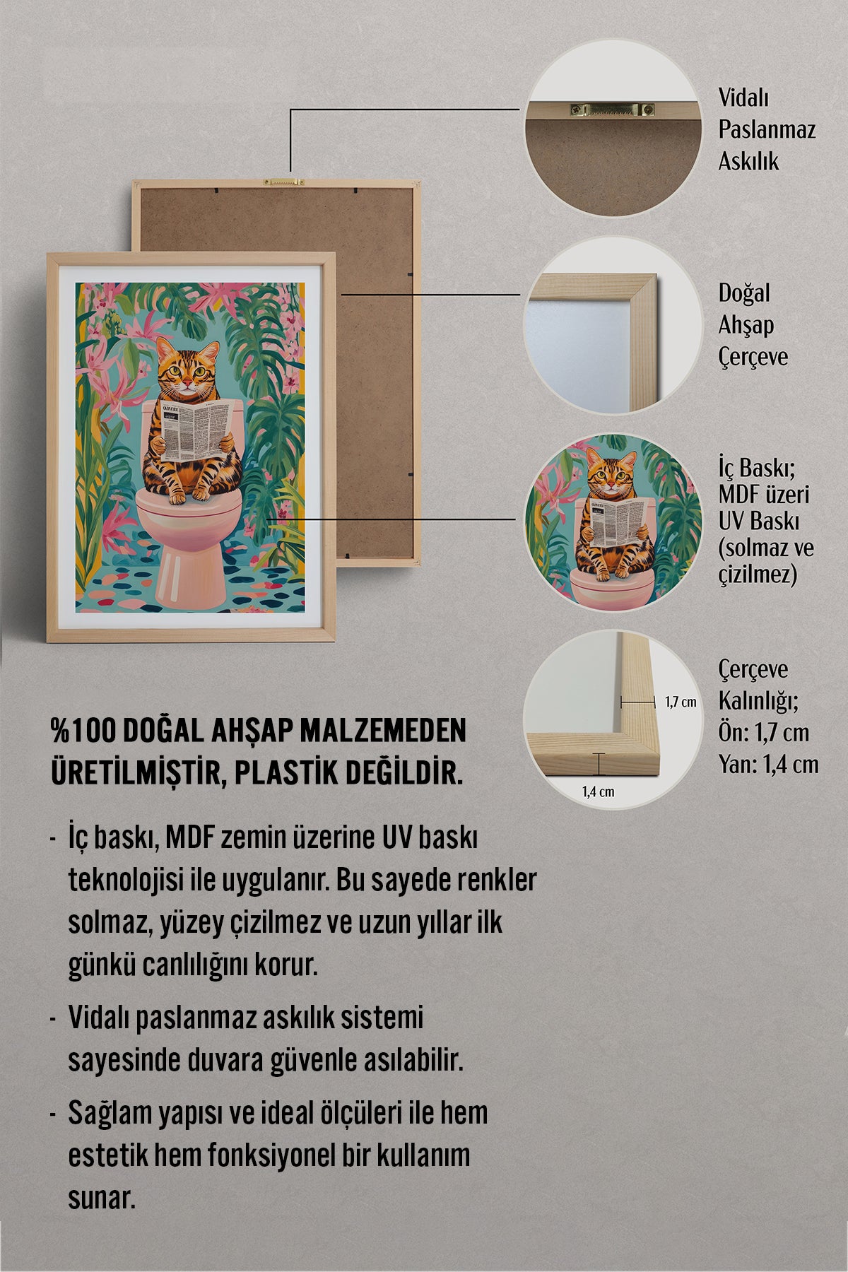 HOMEPACK Ahşap Çerçeveli Tablo Çerçeveli Poster Sanatsal Modern Duvar Dekoru TK-1045