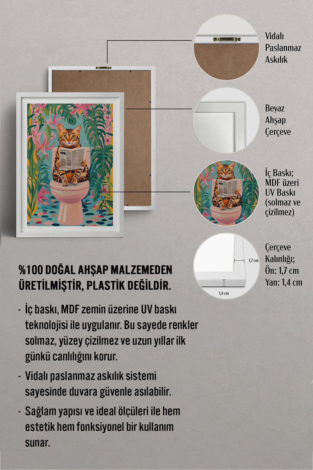 HOMEPACK Ahşap Çerçeveli Tablo Çerçeveli Poster Sanatsal Modern Duvar Dekoru TK-1045